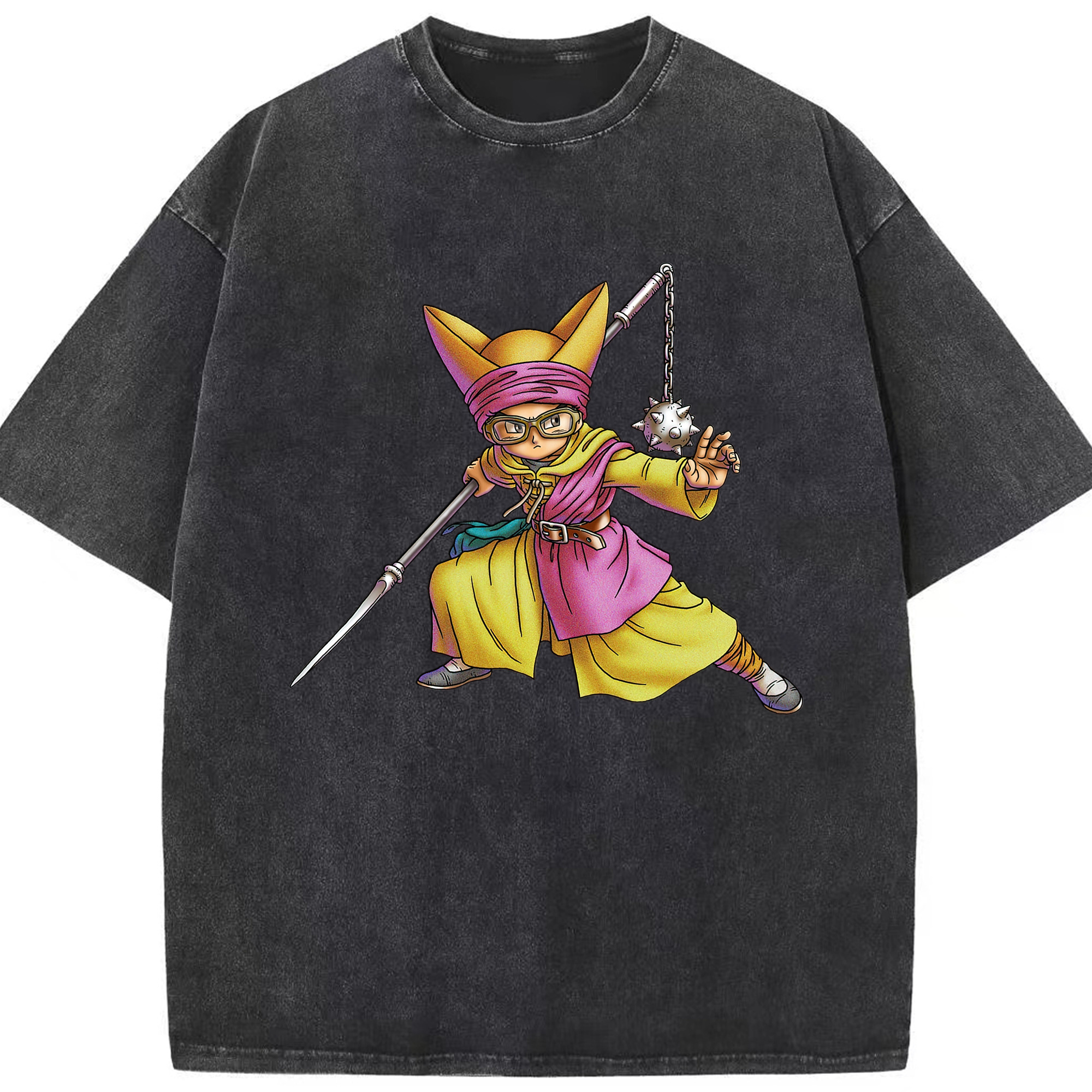 （画像用） ドラゴンクエスト Doragon Kuesuto Dragon Quest 綿100% ヴィンテージ風 半袖Tシャツ（フロントプリント）