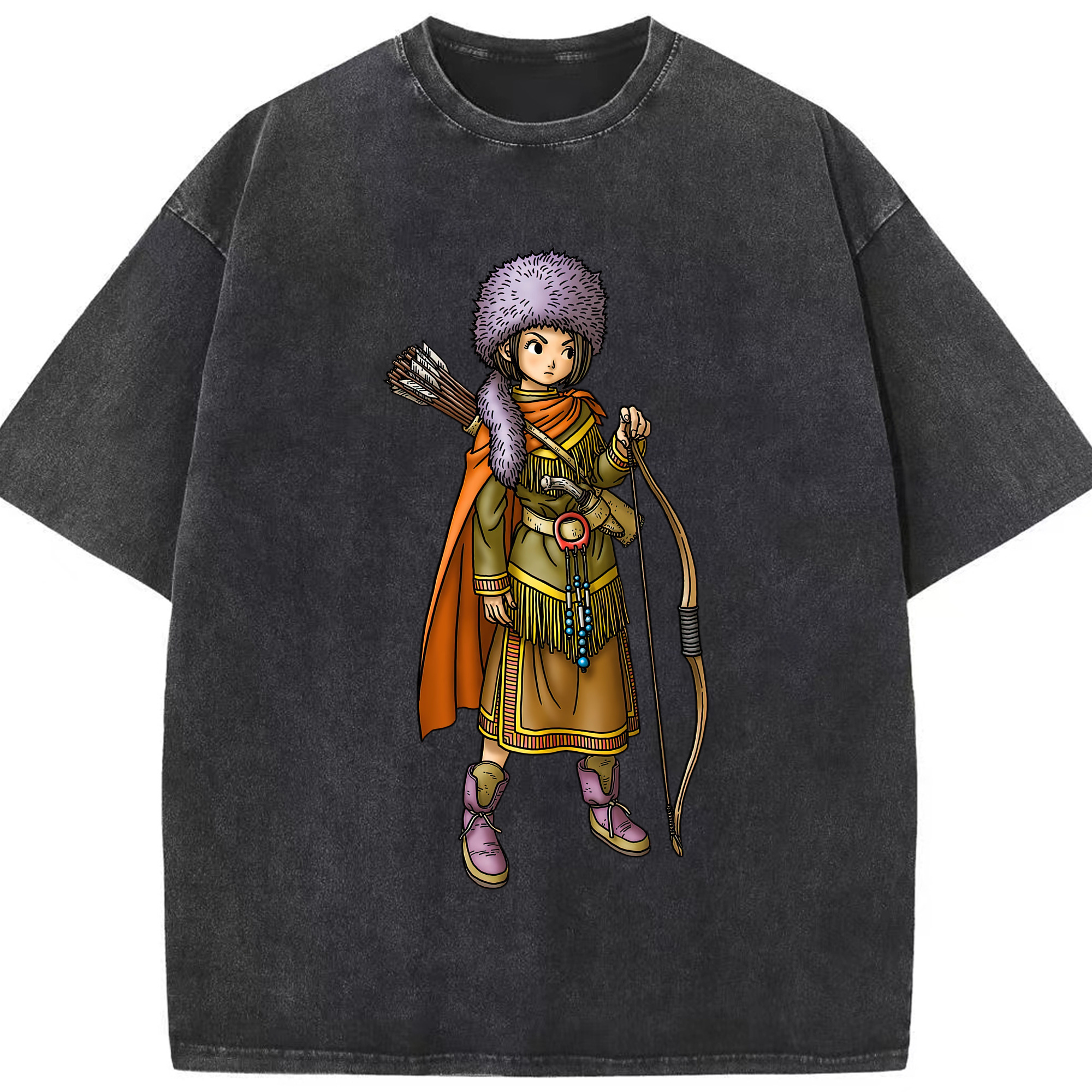 （画像用） ドラゴンクエスト Doragon Kuesuto Dragon Quest 綿100% ヴィンテージ風 半袖Tシャツ（フロントプリント）