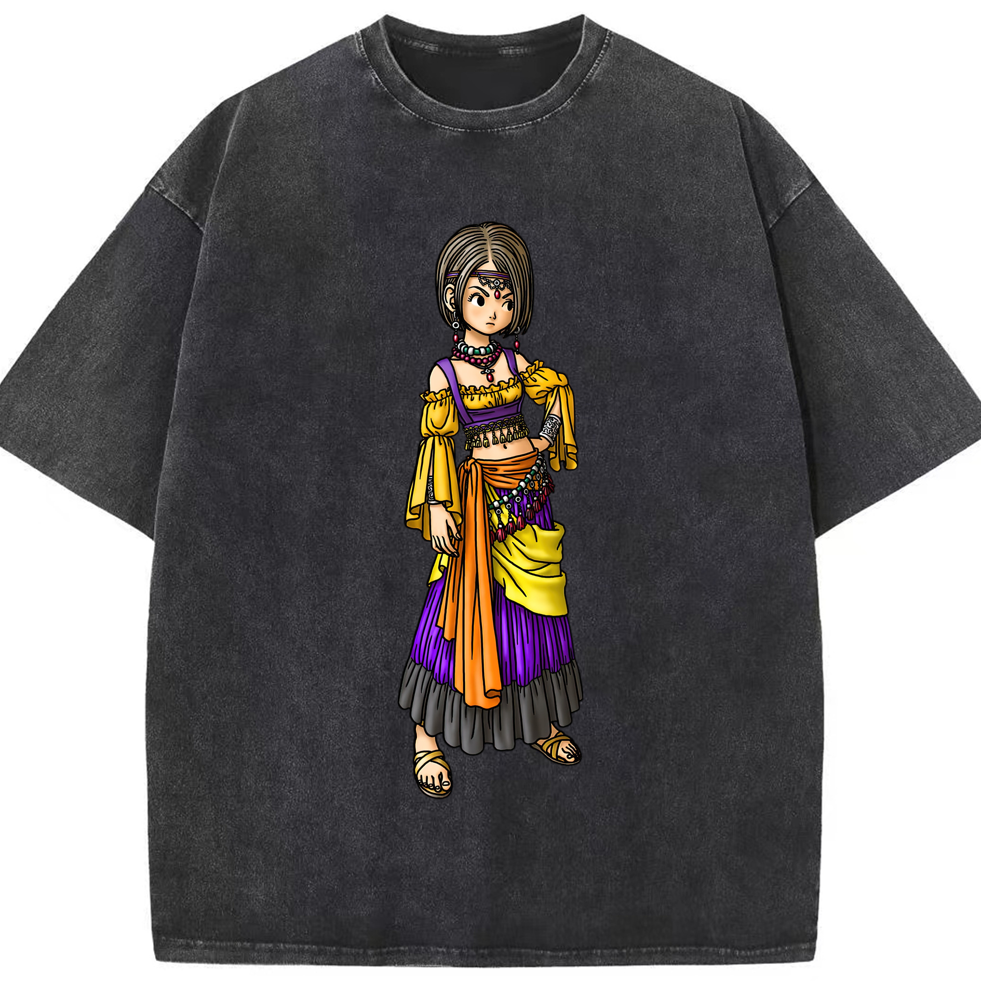 （画像用） ドラゴンクエスト Doragon Kuesuto Dragon Quest 綿100% ヴィンテージ風 半袖Tシャツ（フロントプリント）