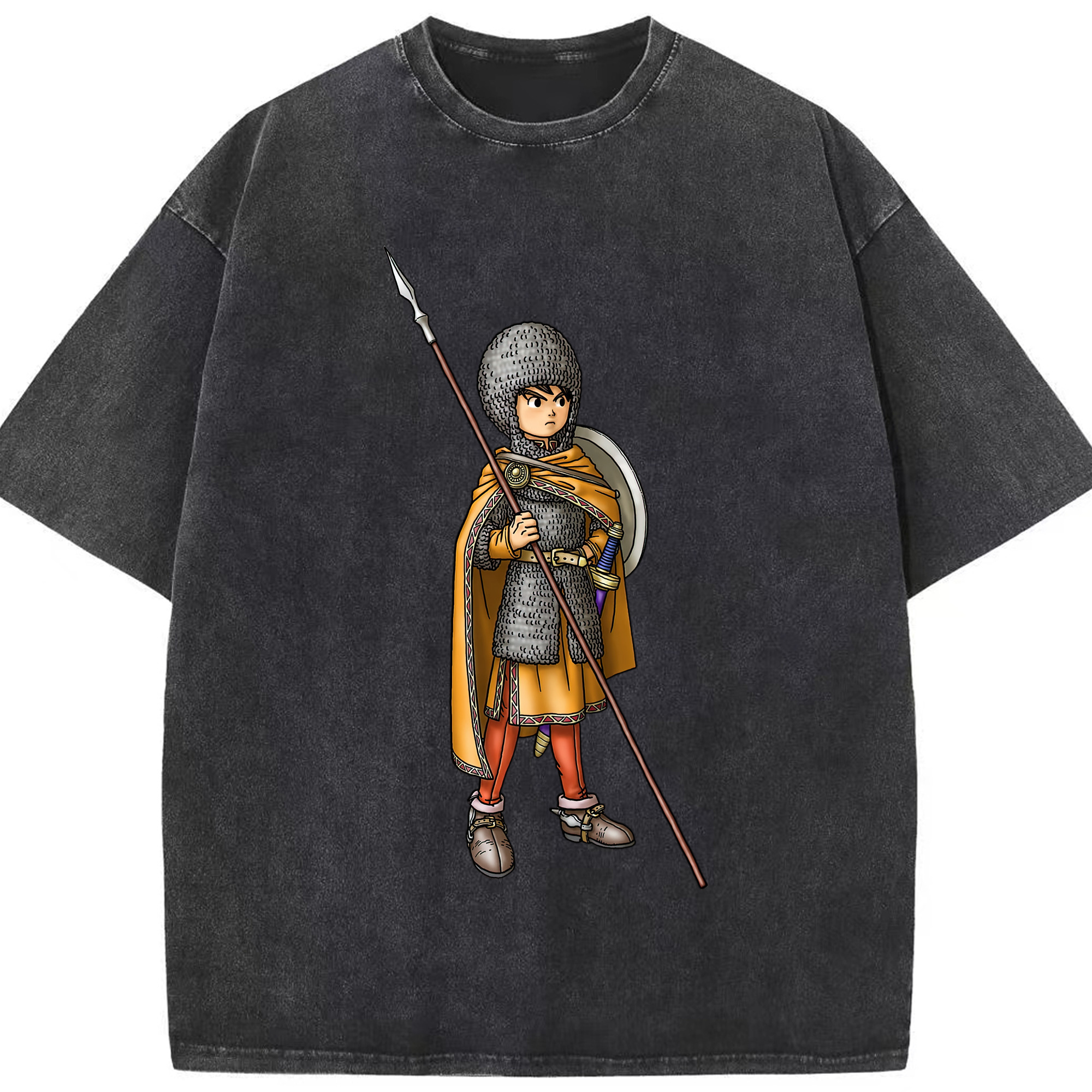 （画像用） ドラゴンクエスト Doragon Kuesuto Dragon Quest 綿100% ヴィンテージ風 半袖Tシャツ（フロントプリント）
