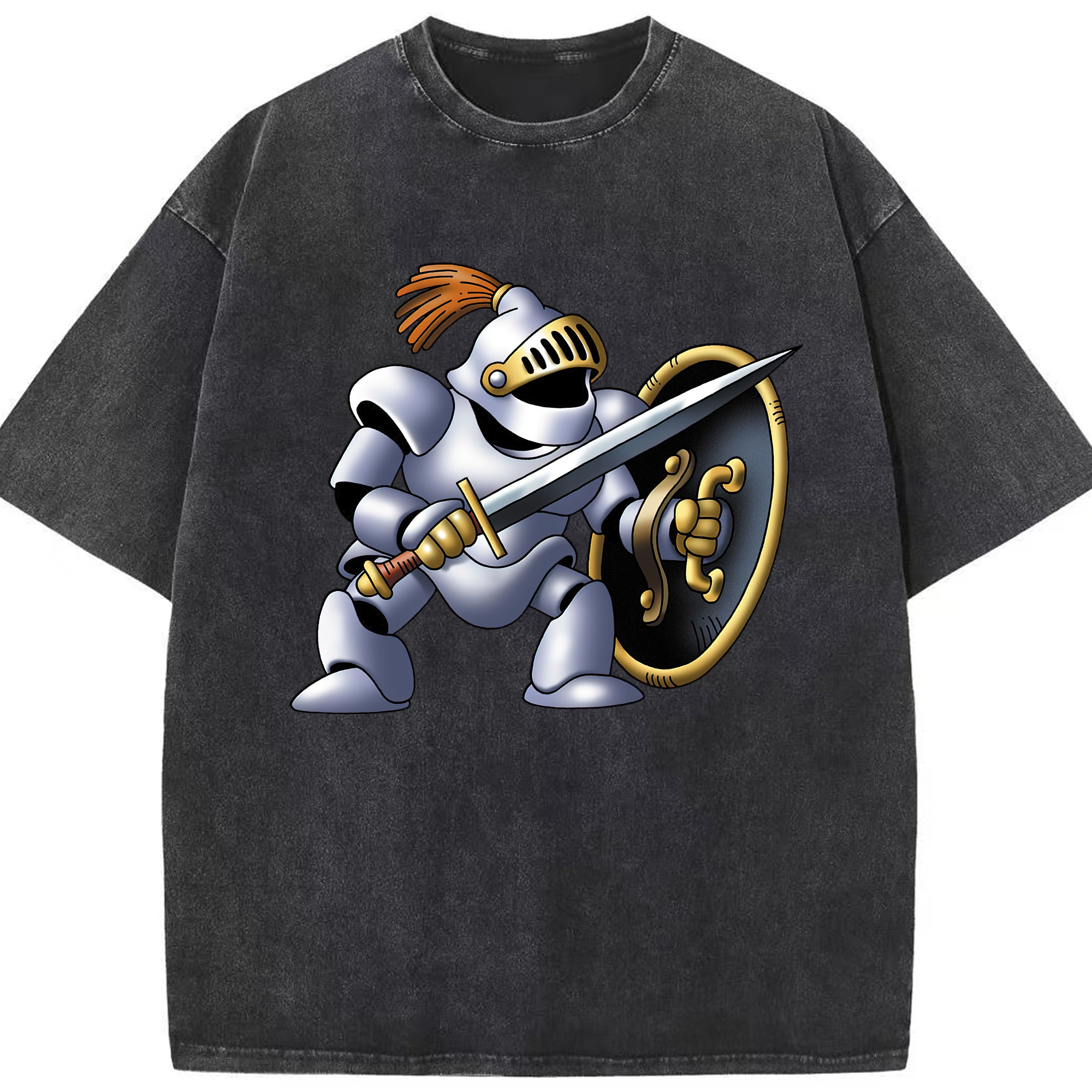 （画像用） ドラゴンクエスト Doragon Kuesuto Dragon Quest 綿100% ヴィンテージ風 半袖Tシャツ（フロントプリント）