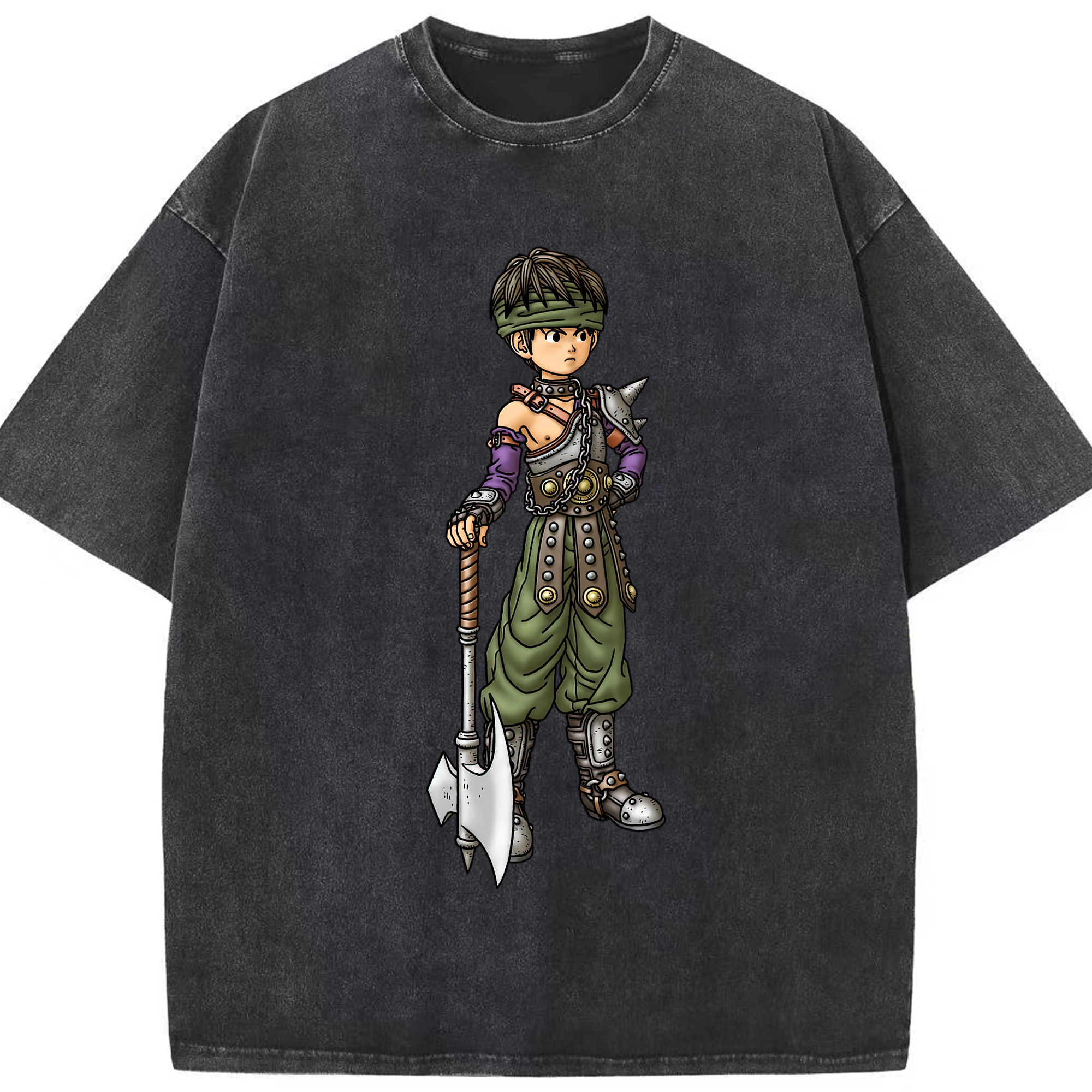 （画像用） ドラゴンクエスト Doragon Kuesuto Dragon Quest 綿100% ヴィンテージ風 半袖Tシャツ（フロントプリント）