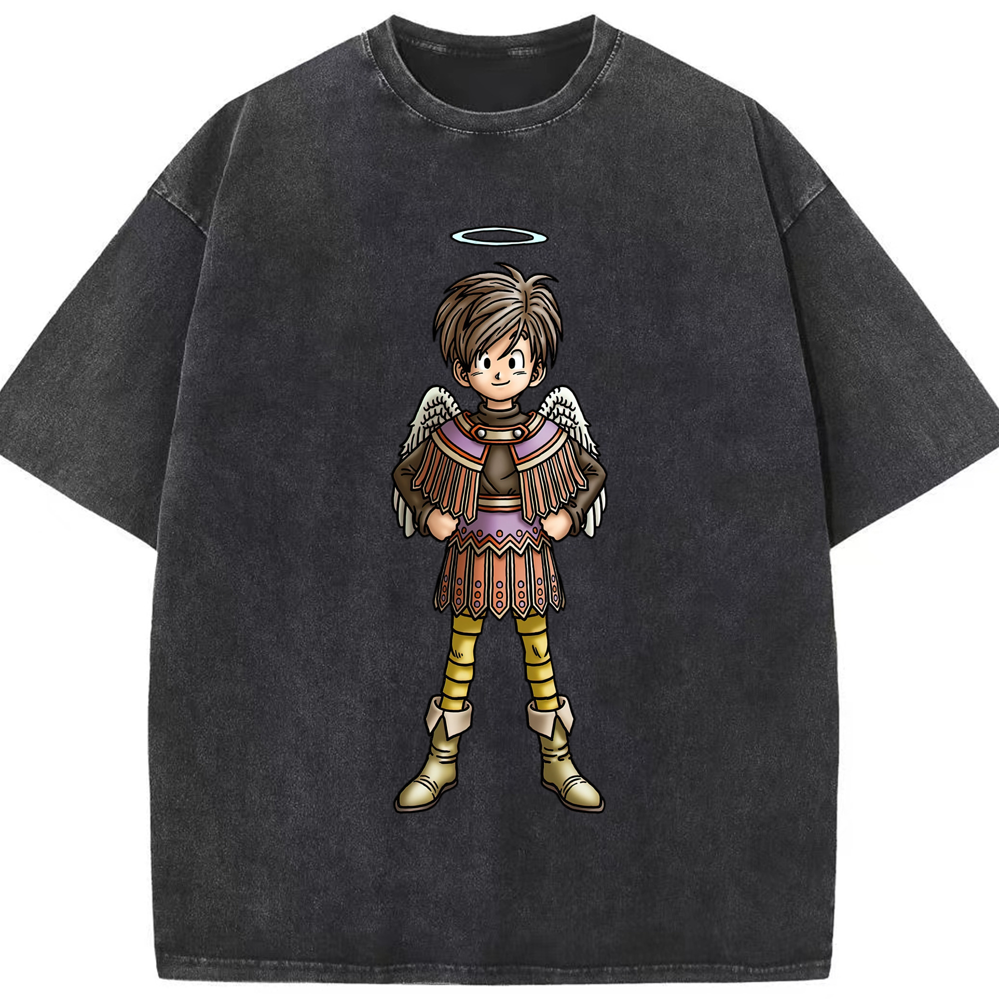 （画像用） ドラゴンクエスト Doragon Kuesuto Dragon Quest 綿100% ヴィンテージ風 半袖Tシャツ（フロントプリント）