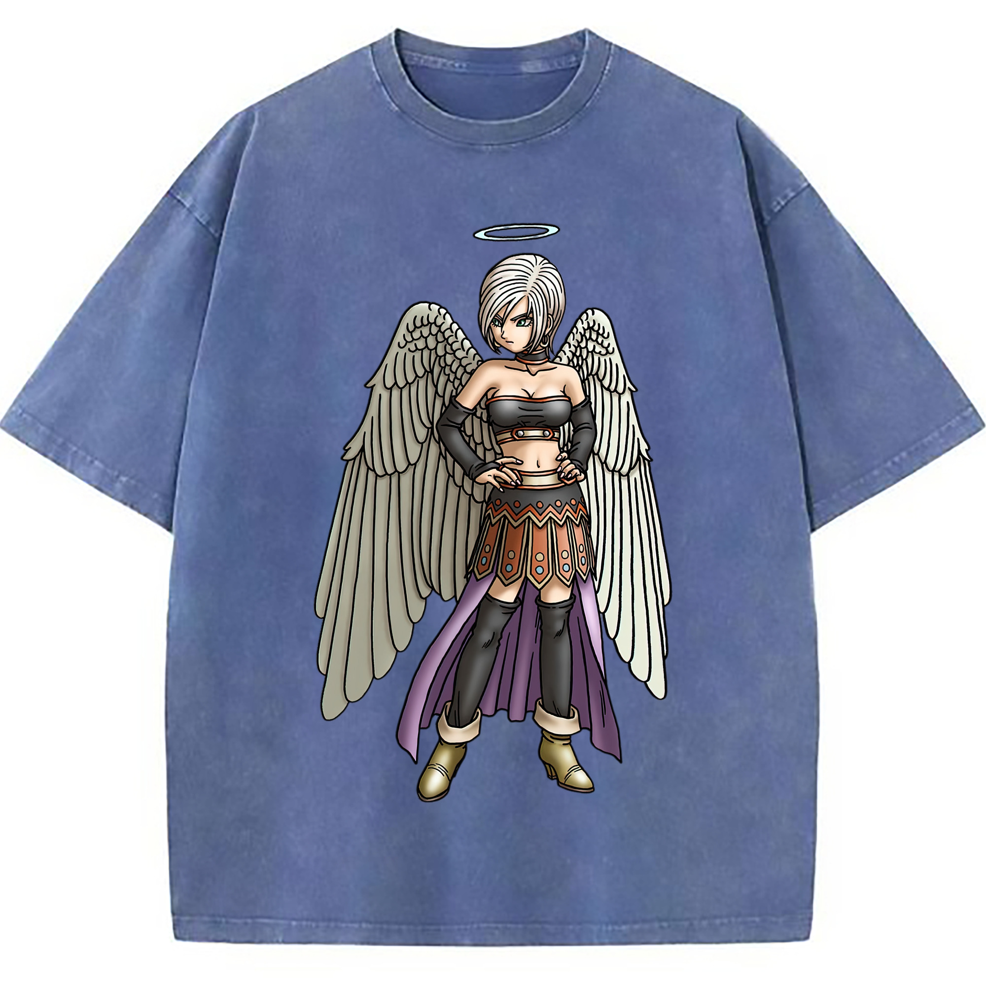 （画像用） ドラゴンクエスト Doragon Kuesuto Dragon Quest 綿100% ヴィンテージ風 半袖Tシャツ（フロントプリント）