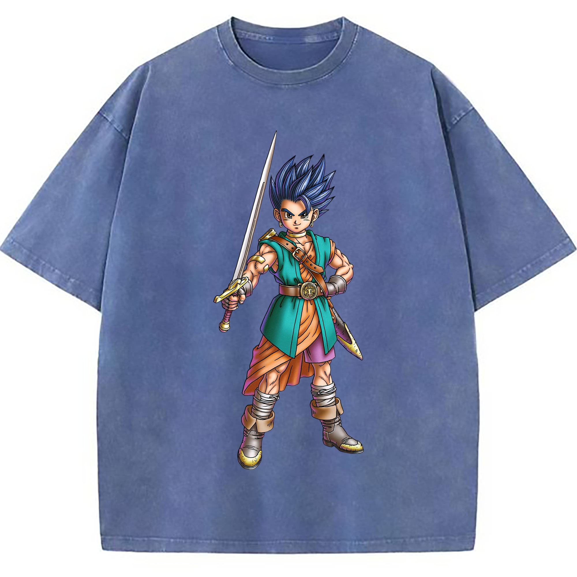 （画像用） ドラゴンクエスト Doragon Kuesuto Dragon Quest 綿100% ヴィンテージ風 半袖Tシャツ（フロントプリント）