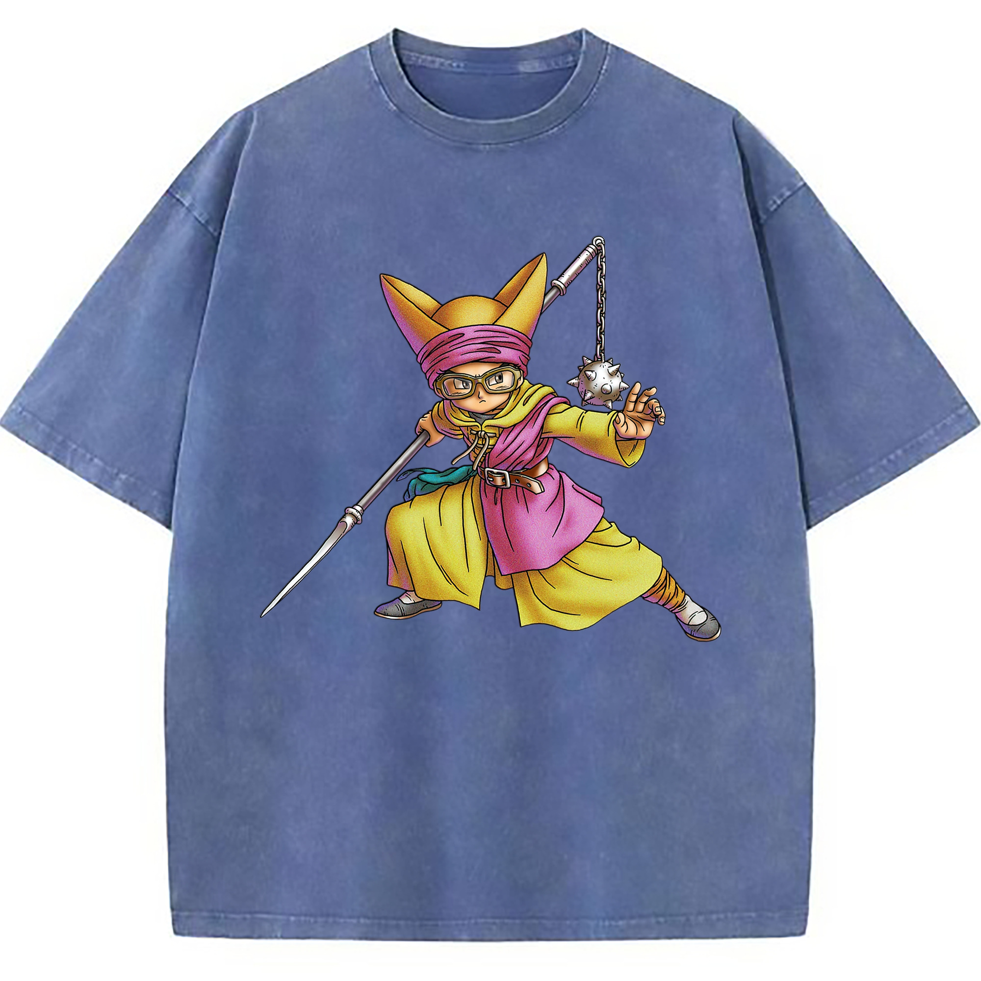 （画像用） ドラゴンクエスト Doragon Kuesuto Dragon Quest 綿100% ヴィンテージ風 半袖Tシャツ（フロントプリント）