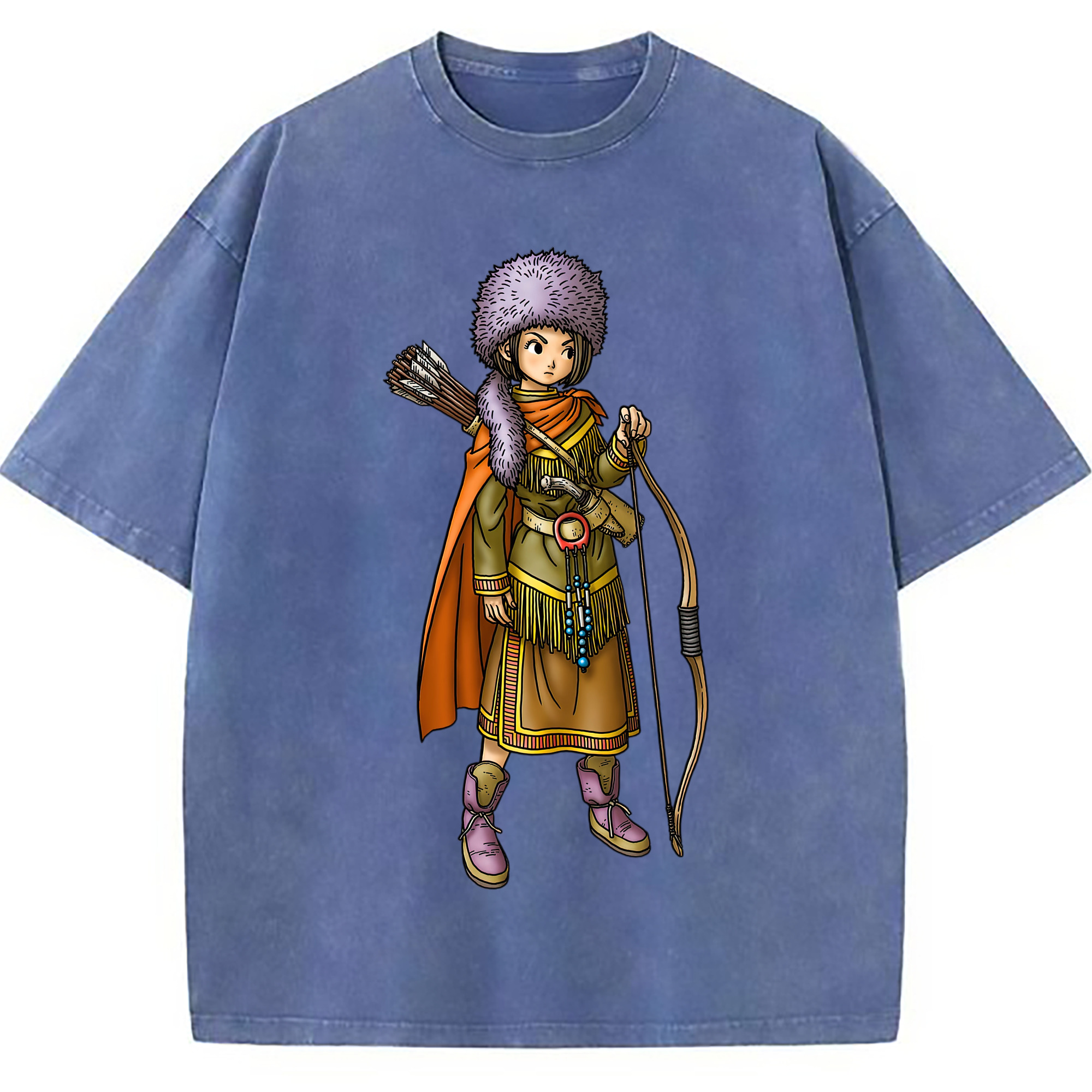 （画像用） ドラゴンクエスト Doragon Kuesuto Dragon Quest 綿100% ヴィンテージ風 半袖Tシャツ（フロントプリント）