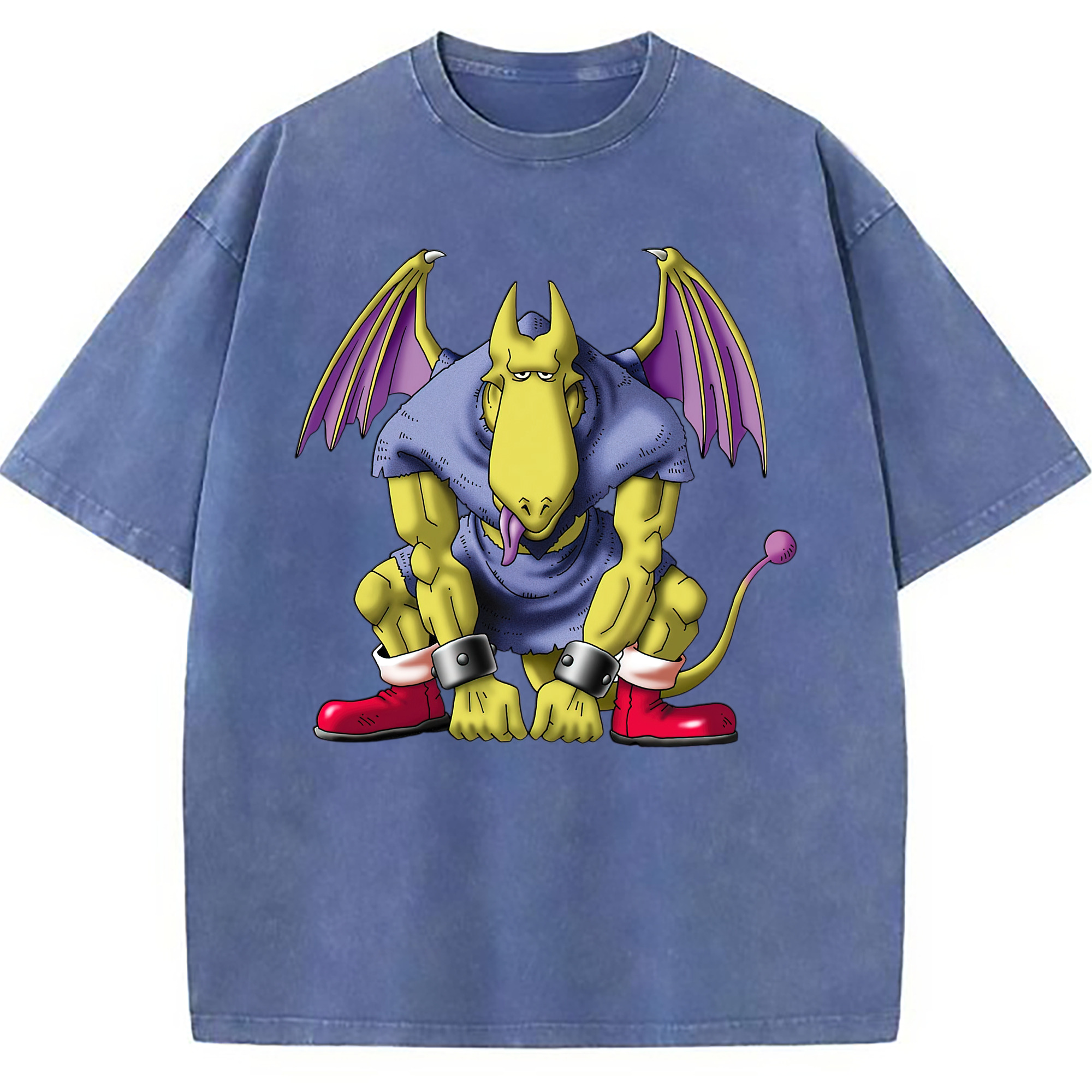 （画像用） ドラゴンクエスト Doragon Kuesuto Dragon Quest 綿100% ヴィンテージ風 半袖Tシャツ（フロントプリント）