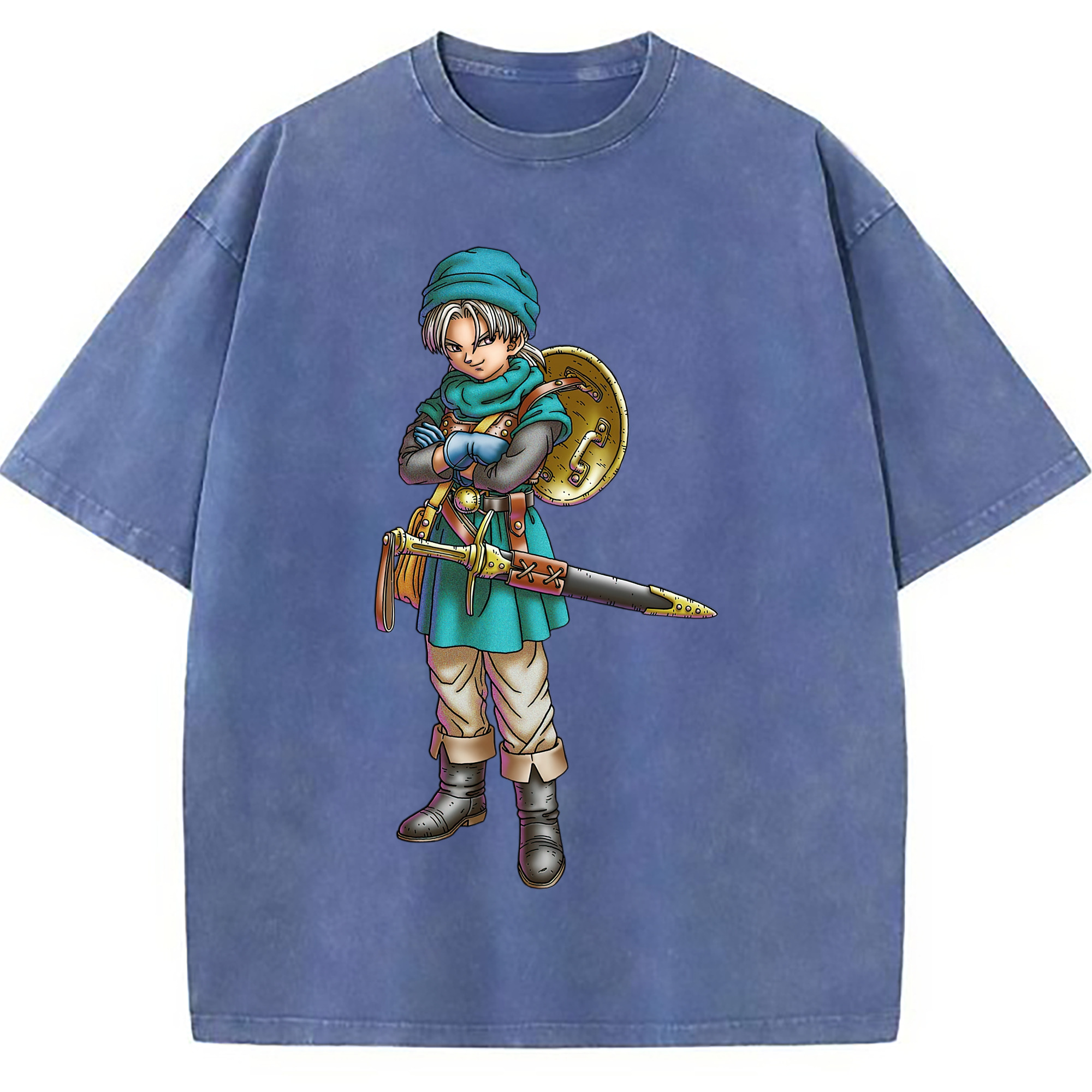 （画像用） ドラゴンクエスト Doragon Kuesuto Dragon Quest 綿100% ヴィンテージ風 半袖Tシャツ（フロントプリント）
