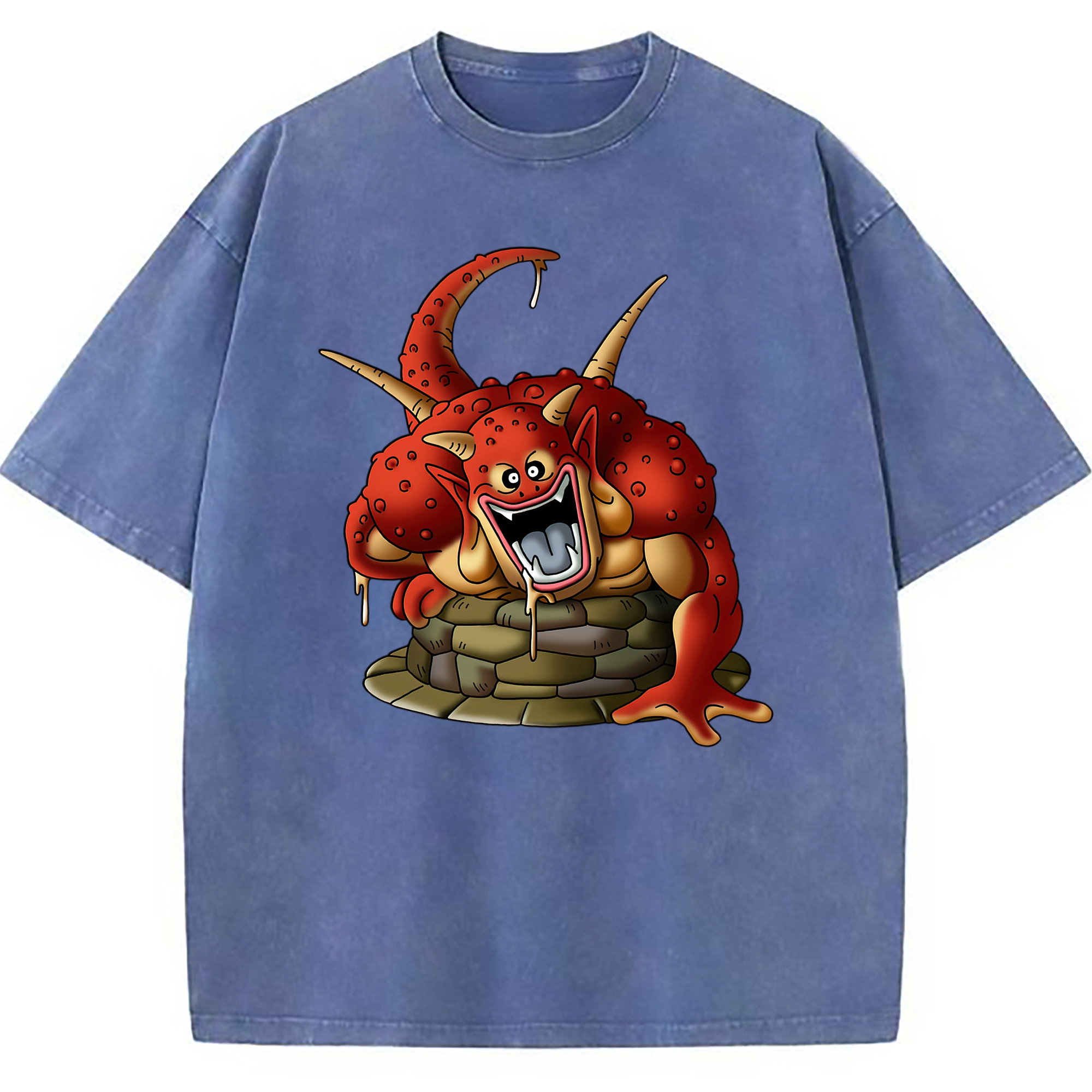 （画像用） ドラゴンクエスト Doragon Kuesuto Dragon Quest 綿100% ヴィンテージ風 半袖Tシャツ（フロントプリント）