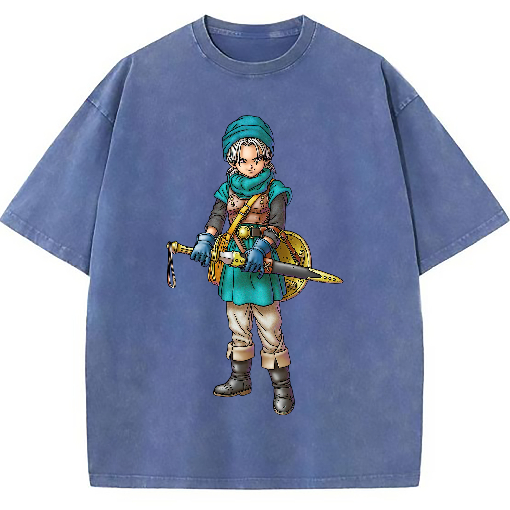 （画像用） ドラゴンクエスト Doragon Kuesuto Dragon Quest 綿100% ヴィンテージ風 半袖Tシャツ（フロントプリント）