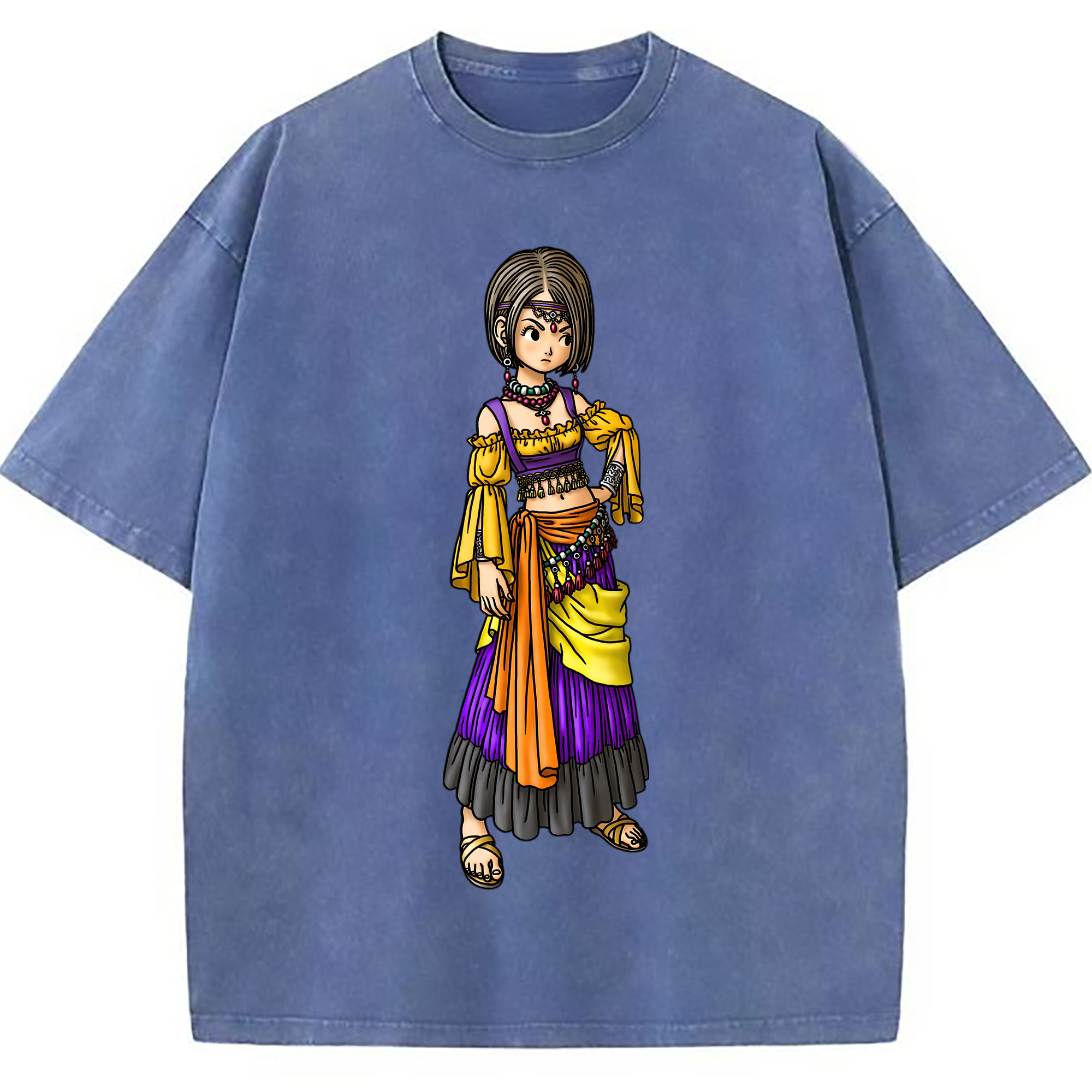 （画像用） ドラゴンクエスト Doragon Kuesuto Dragon Quest 綿100% ヴィンテージ風 半袖Tシャツ（フロントプリント）