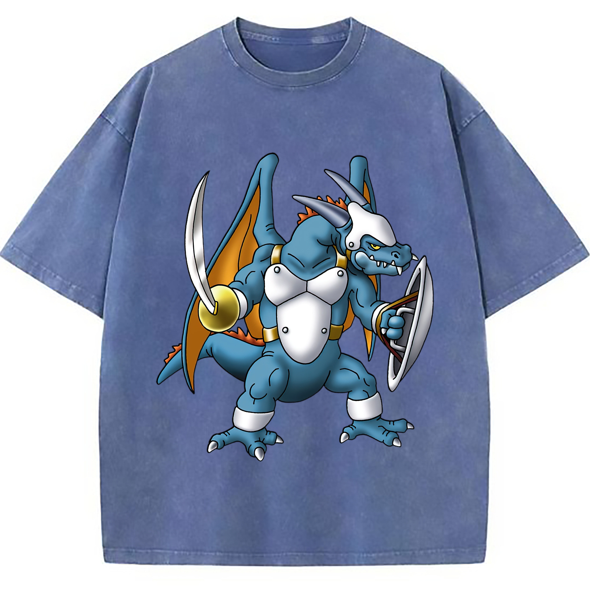 （画像用） ドラゴンクエスト Doragon Kuesuto Dragon Quest 綿100% ヴィンテージ風 半袖Tシャツ（フロントプリント）