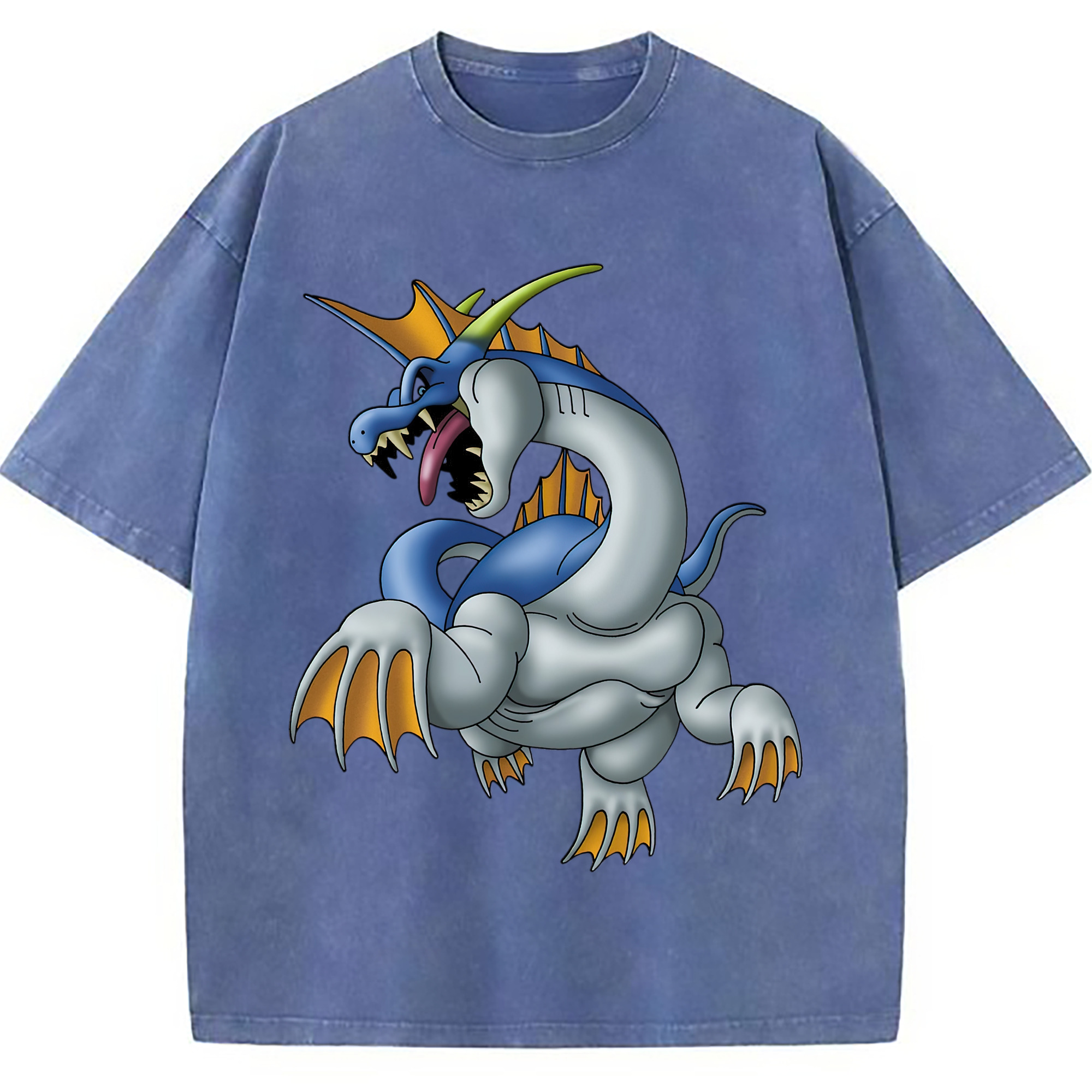 （画像用） ドラゴンクエスト Doragon Kuesuto Dragon Quest 綿100% ヴィンテージ風 半袖Tシャツ（フロントプリント）