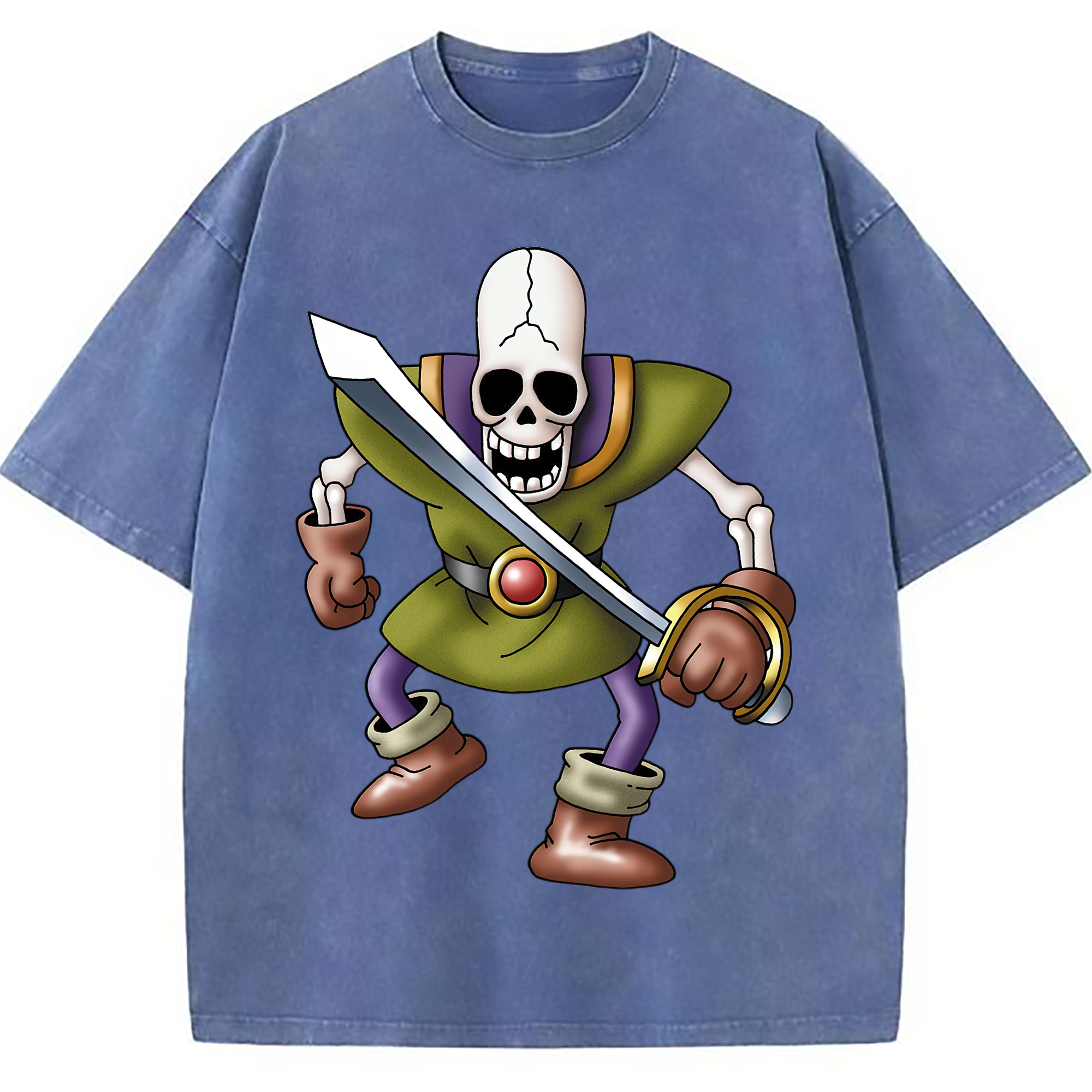 （画像用） ドラゴンクエスト Doragon Kuesuto Dragon Quest 綿100% ヴィンテージ風 半袖Tシャツ（フロントプリント）