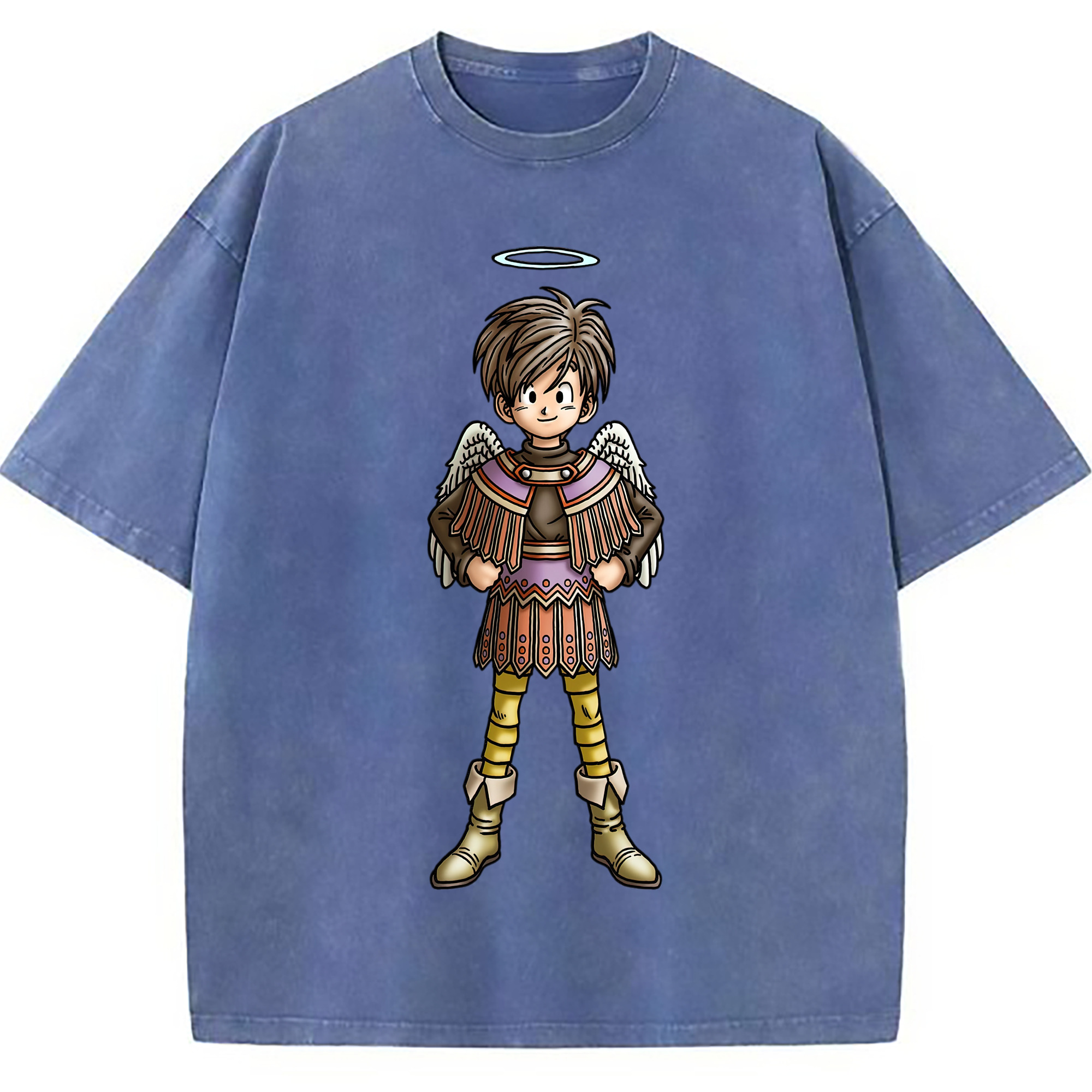 （画像用） ドラゴンクエスト Doragon Kuesuto Dragon Quest 綿100% ヴィンテージ風 半袖Tシャツ（フロントプリント）