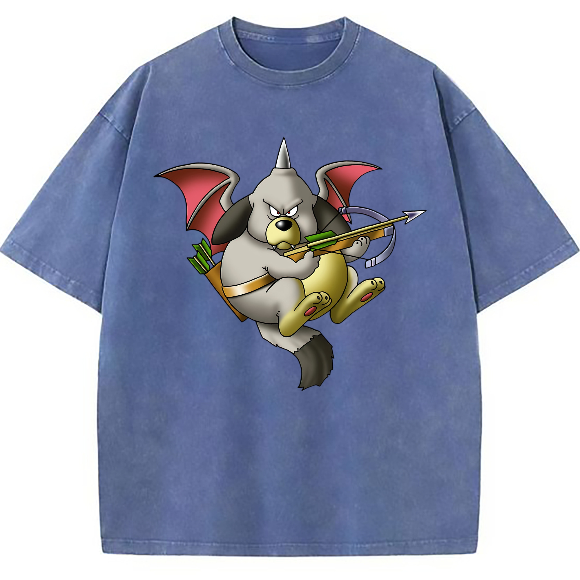 （画像用） ドラゴンクエスト Doragon Kuesuto Dragon Quest 綿100% ヴィンテージ風 半袖Tシャツ（フロントプリント）