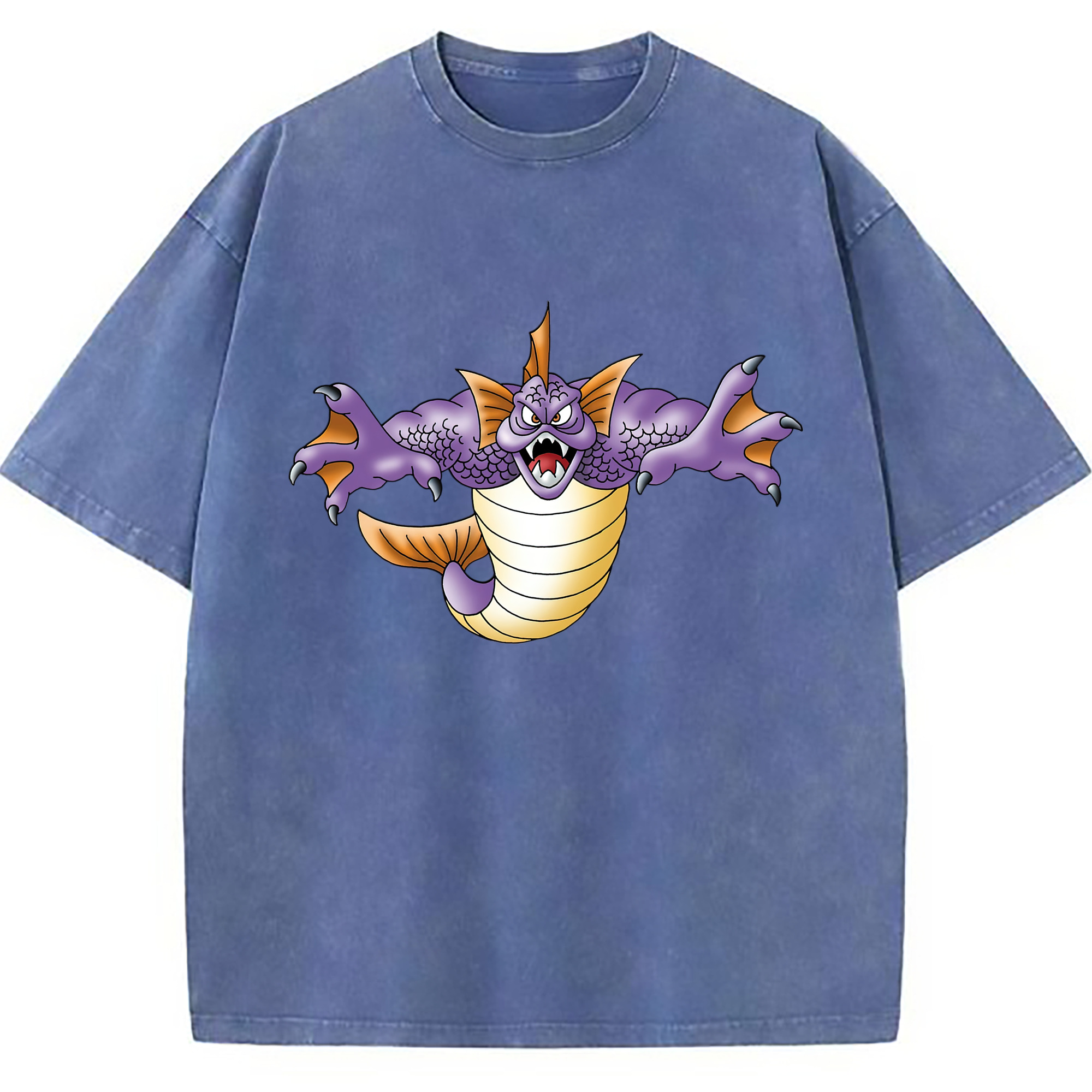 （画像用） ドラゴンクエスト Doragon Kuesuto Dragon Quest 綿100% ヴィンテージ風 半袖Tシャツ（フロントプリント）
