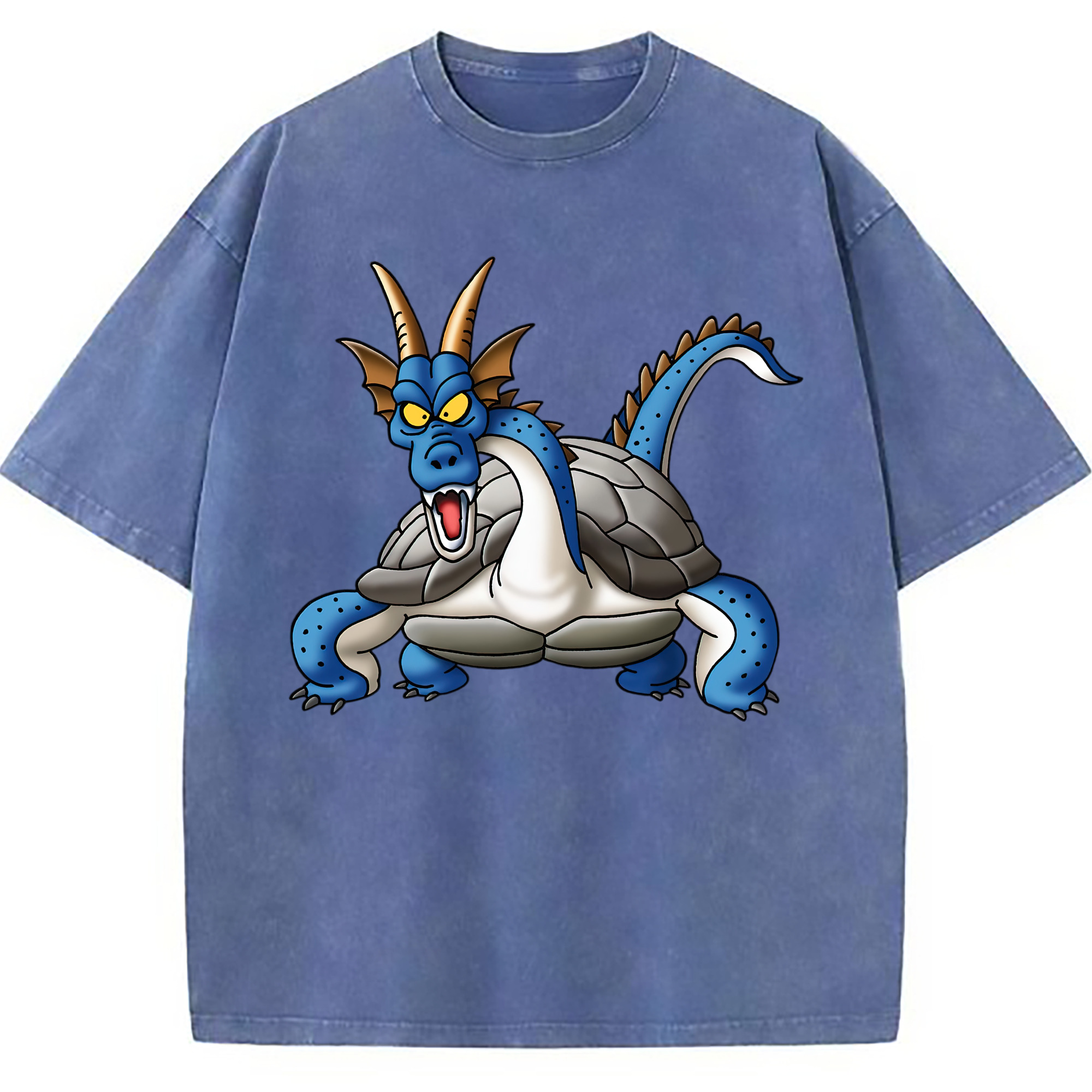 （画像用） ドラゴンクエスト Doragon Kuesuto Dragon Quest 綿100% ヴィンテージ風 半袖Tシャツ（フロントプリント）