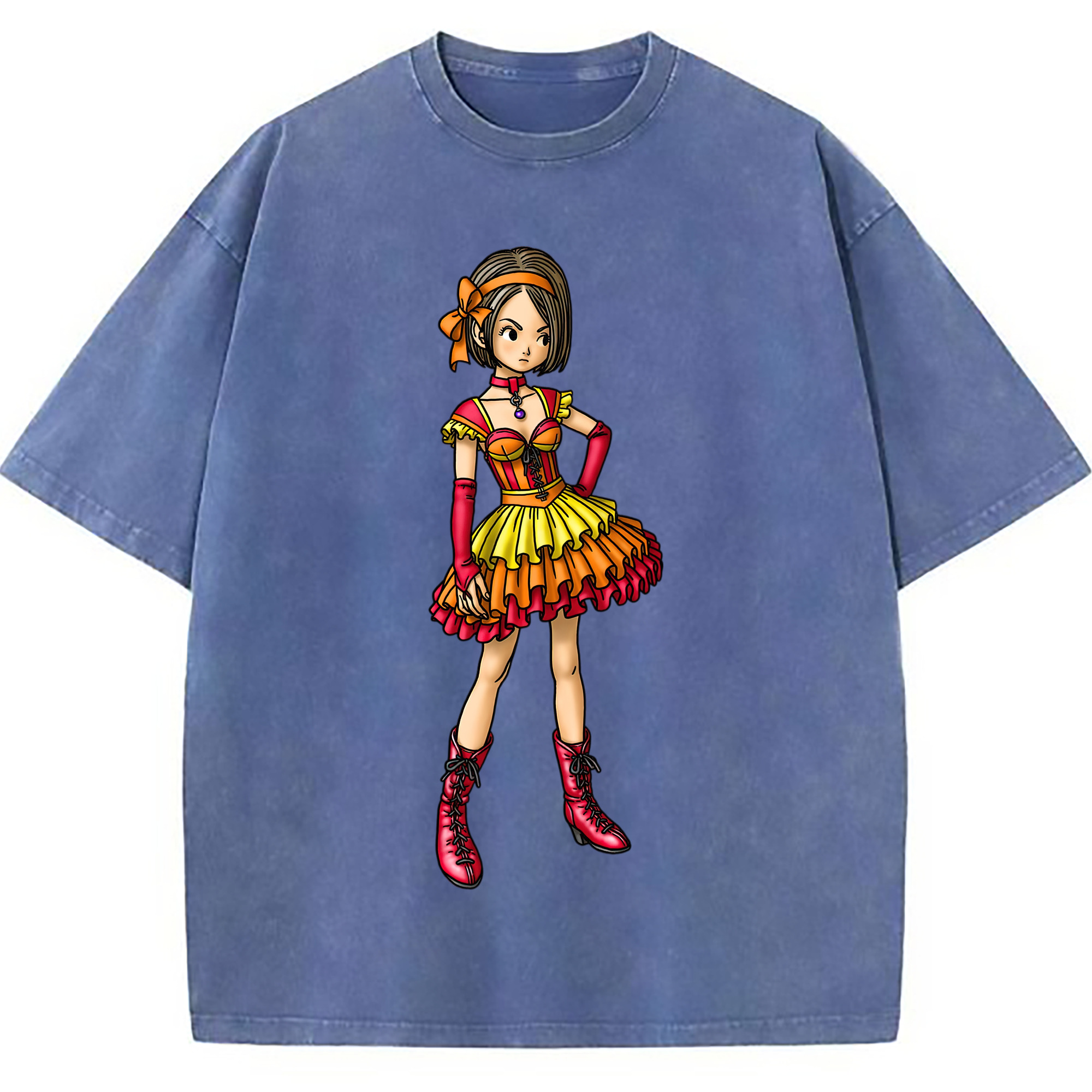 （画像用） ドラゴンクエスト Doragon Kuesuto Dragon Quest 綿100% ヴィンテージ風 半袖Tシャツ（フロントプリント）