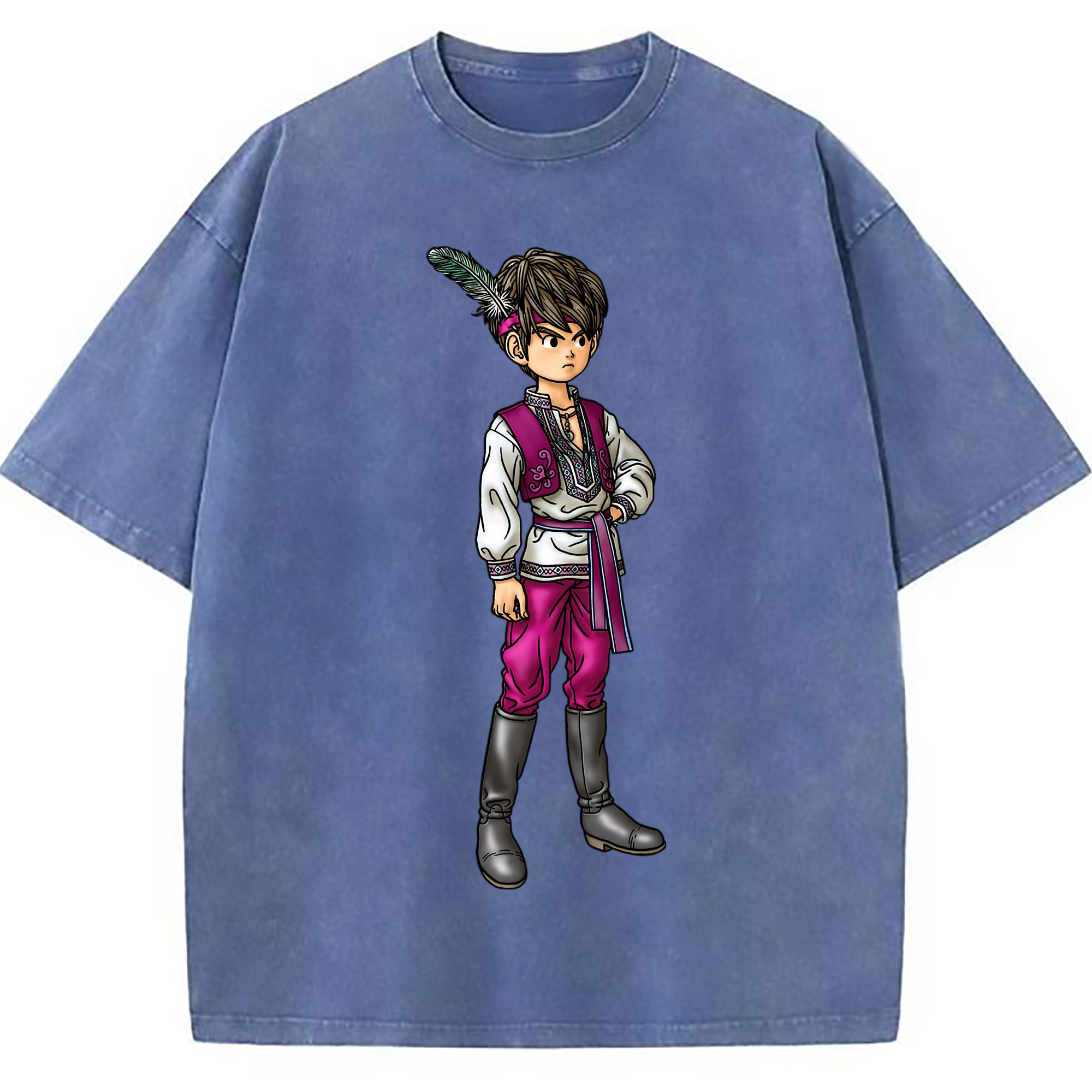 （画像用） ドラゴンクエスト Doragon Kuesuto Dragon Quest 綿100% ヴィンテージ風 半袖Tシャツ（フロントプリント）