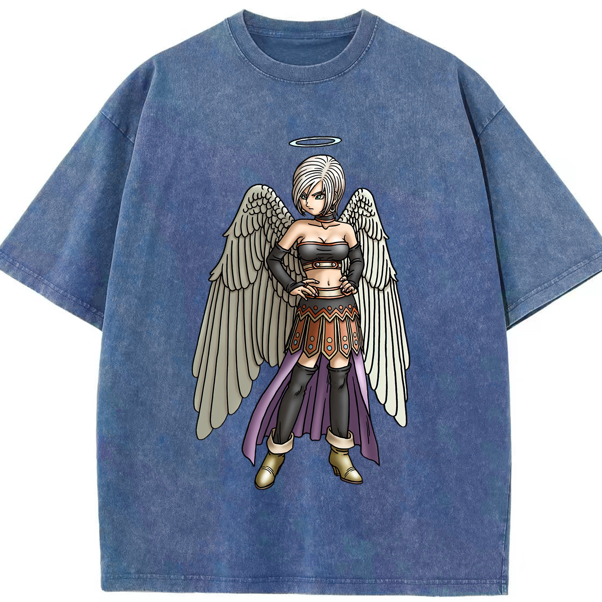 （画像用） ドラゴンクエスト Doragon Kuesuto Dragon Quest 綿100% ヴィンテージ風 半袖Tシャツ（フロントプリント）