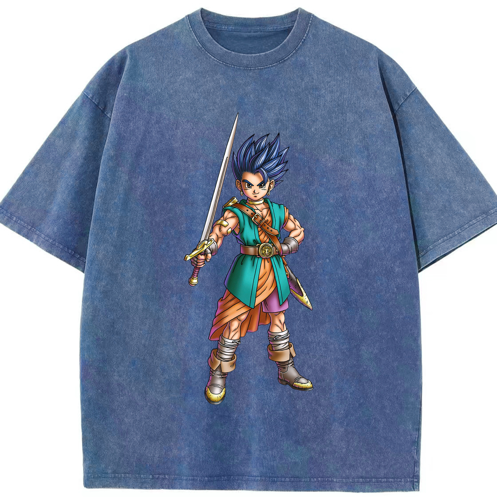（画像用） ドラゴンクエスト Doragon Kuesuto Dragon Quest 綿100% ヴィンテージ風 半袖Tシャツ（フロントプリント）