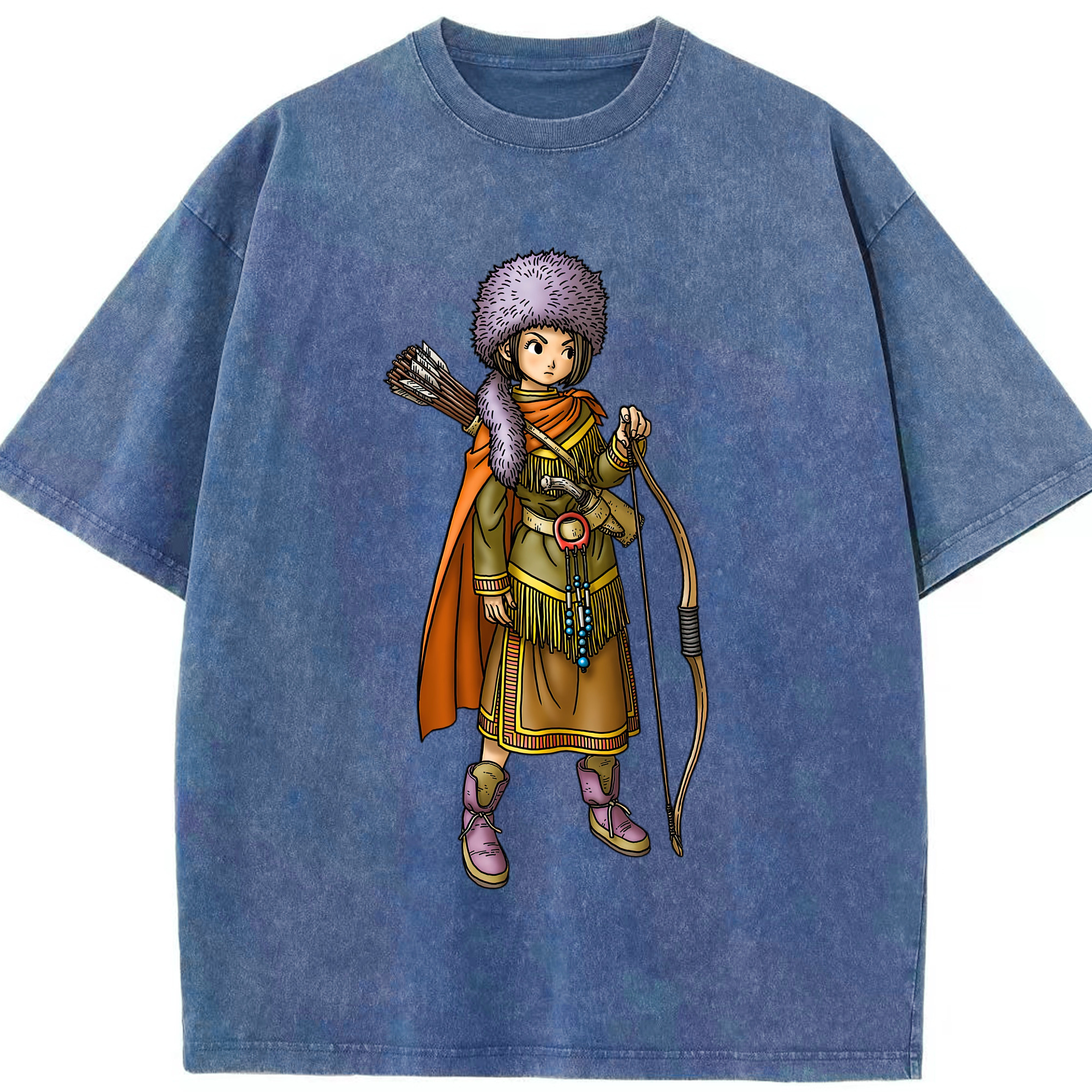 （画像用） ドラゴンクエスト Doragon Kuesuto Dragon Quest 綿100% ヴィンテージ風 半袖Tシャツ（フロントプリント）