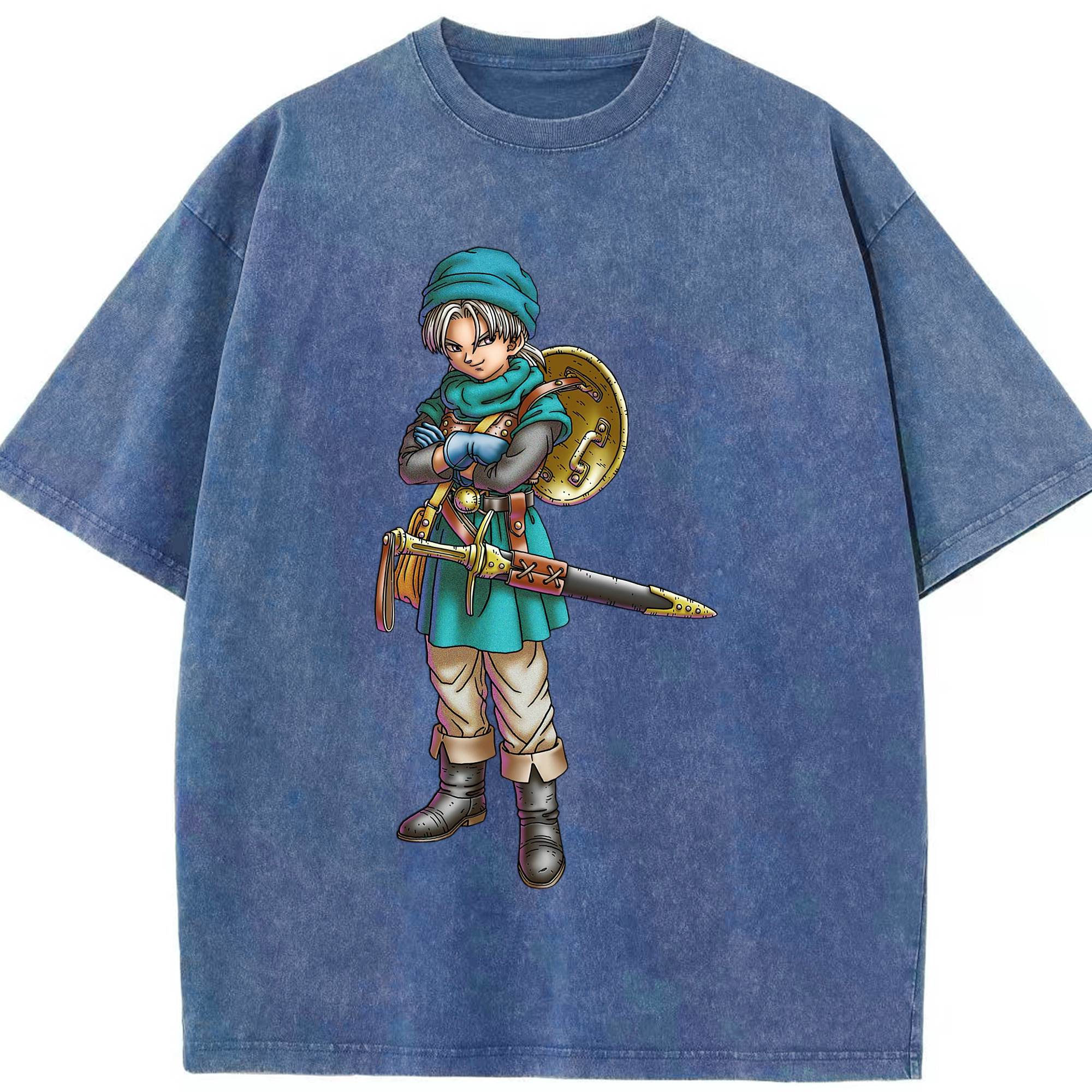 （画像用） ドラゴンクエスト Doragon Kuesuto Dragon Quest 綿100% ヴィンテージ風 半袖Tシャツ（フロントプリント）