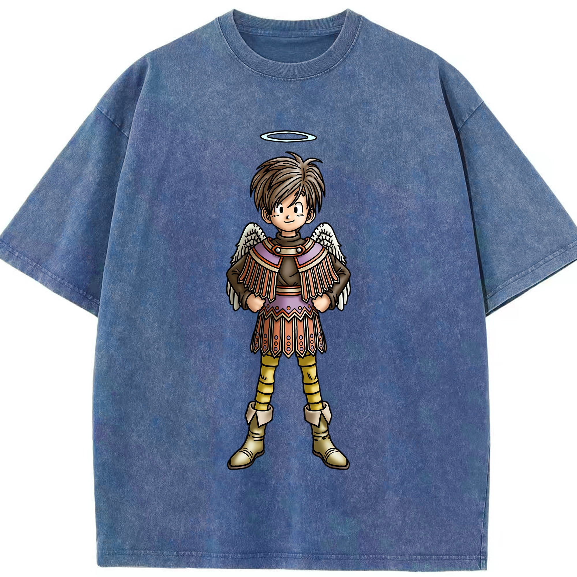 （画像用） ドラゴンクエスト Doragon Kuesuto Dragon Quest 綿100% ヴィンテージ風 半袖Tシャツ（フロントプリント）
