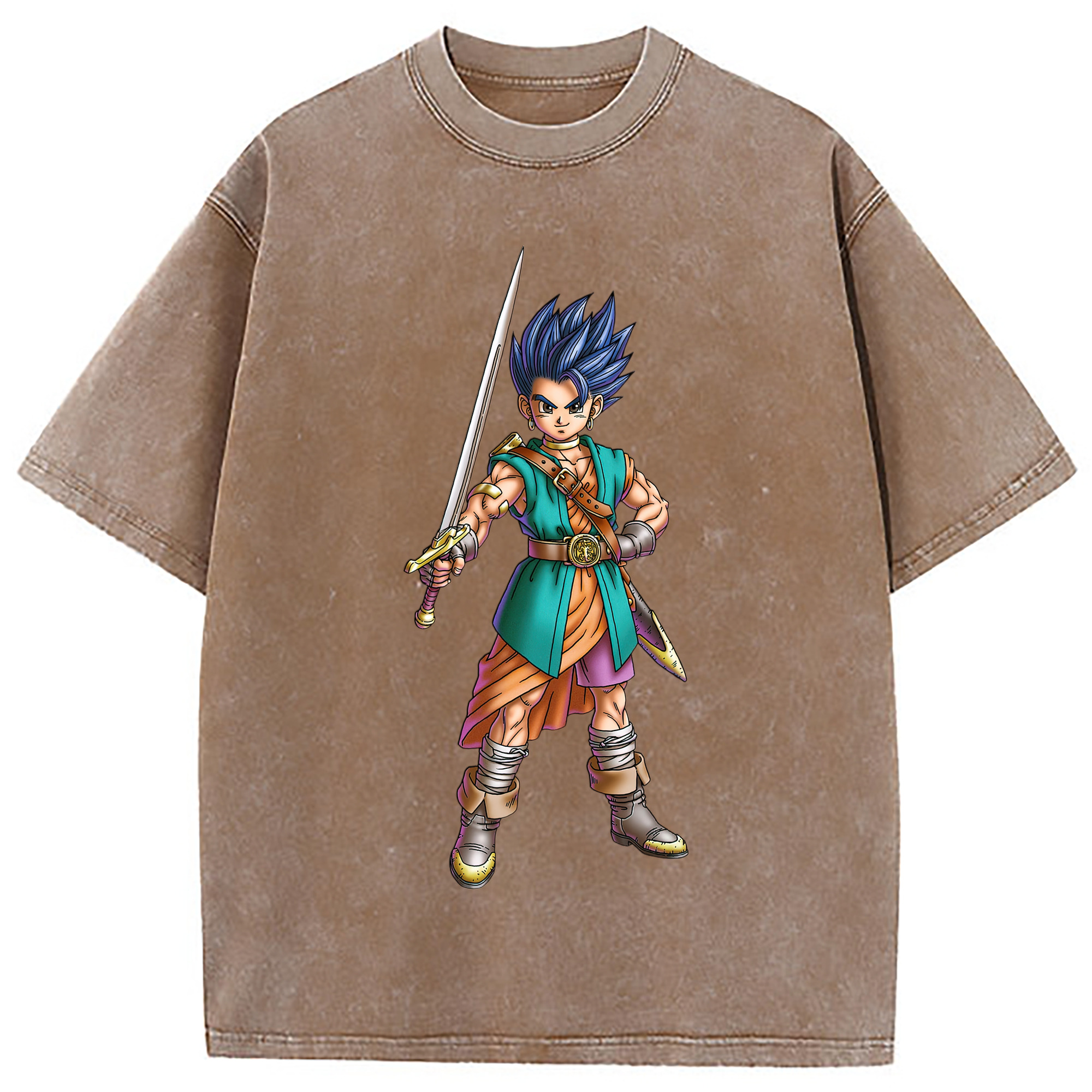（画像用） ドラゴンクエスト Doragon Kuesuto Dragon Quest 綿100% ヴィンテージ風 半袖Tシャツ（フロントプリント）