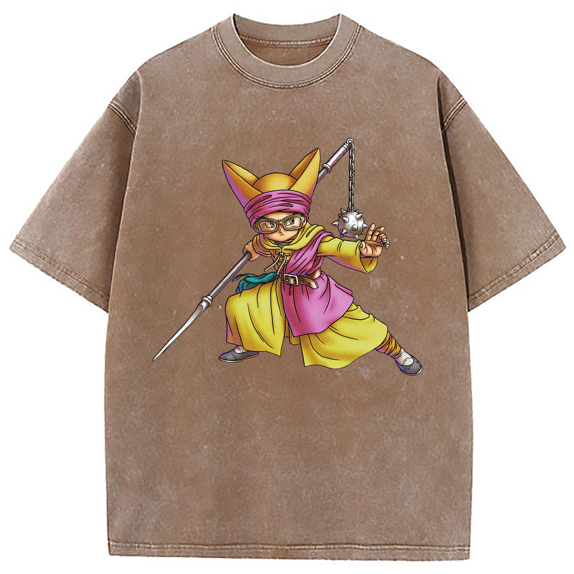 （画像用） ドラゴンクエスト Doragon Kuesuto Dragon Quest 綿100% ヴィンテージ風 半袖Tシャツ（フロントプリント）