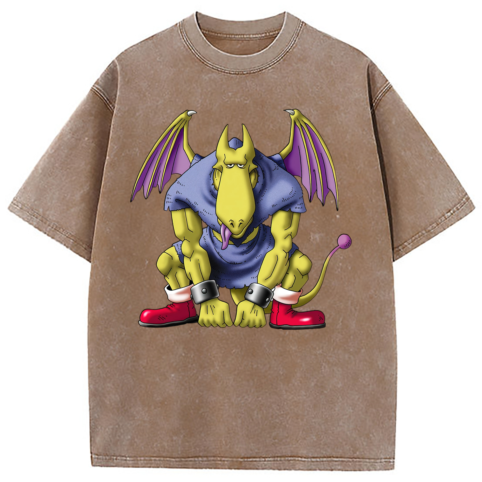 （画像用） ドラゴンクエスト Doragon Kuesuto Dragon Quest 綿100% ヴィンテージ風 半袖Tシャツ（フロントプリント）