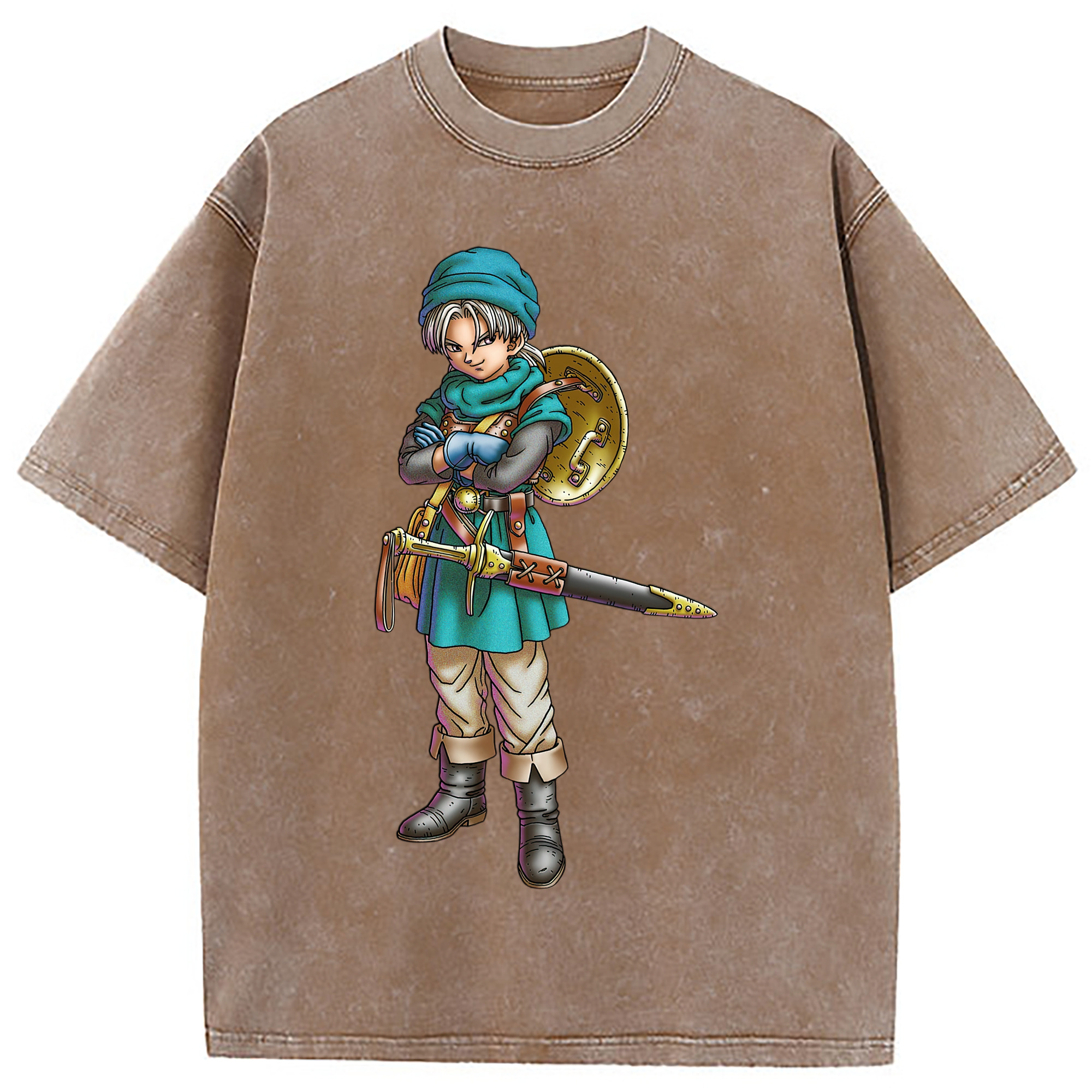（画像用） ドラゴンクエスト Doragon Kuesuto Dragon Quest 綿100% ヴィンテージ風 半袖Tシャツ（フロントプリント）