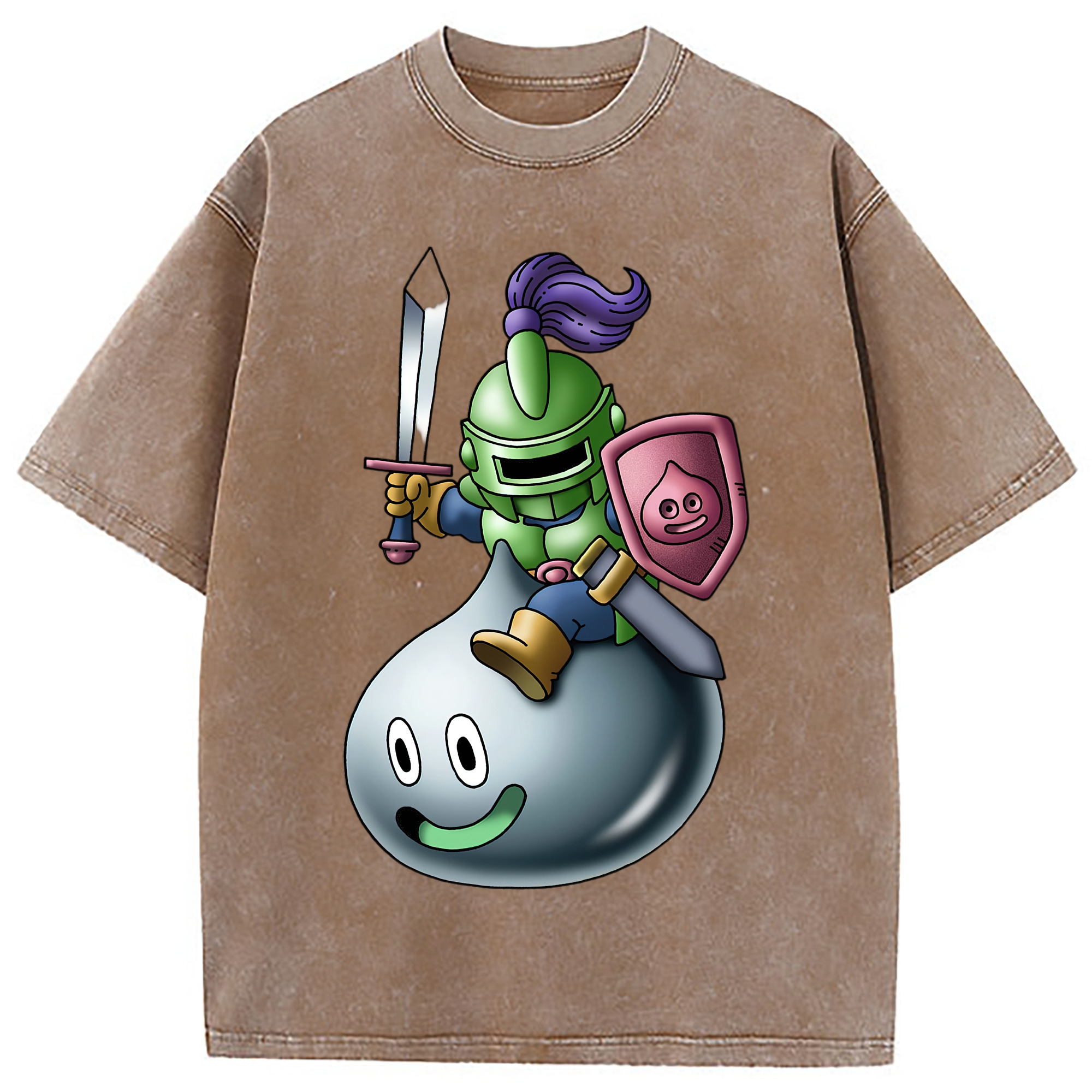 （画像用） ドラゴンクエスト Doragon Kuesuto Dragon Quest 綿100% ヴィンテージ風 半袖Tシャツ（フロントプリント）