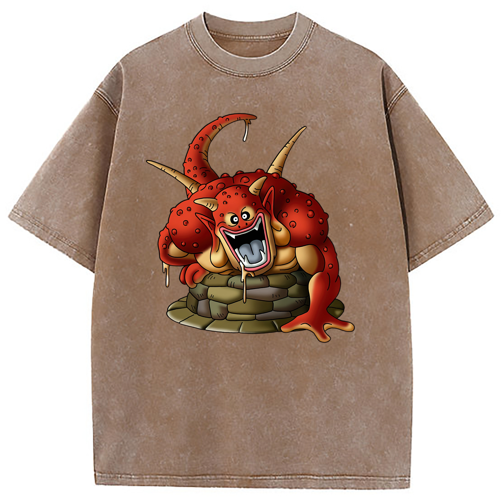 （画像用） ドラゴンクエスト Doragon Kuesuto Dragon Quest 綿100% ヴィンテージ風 半袖Tシャツ（フロントプリント）
