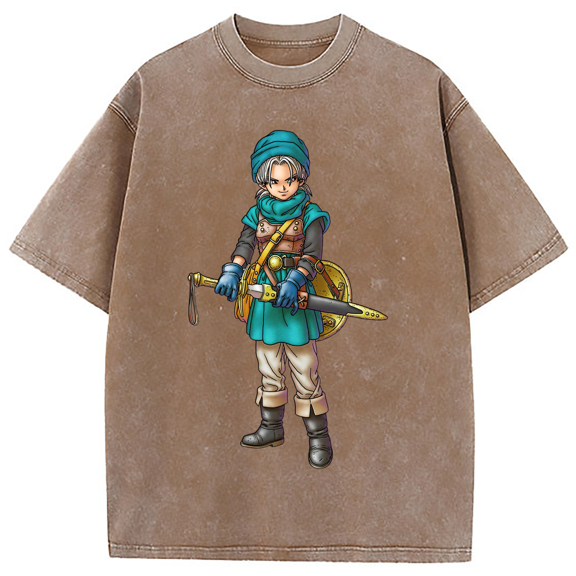 （画像用） ドラゴンクエスト Doragon Kuesuto Dragon Quest 綿100% ヴィンテージ風 半袖Tシャツ（フロントプリント）