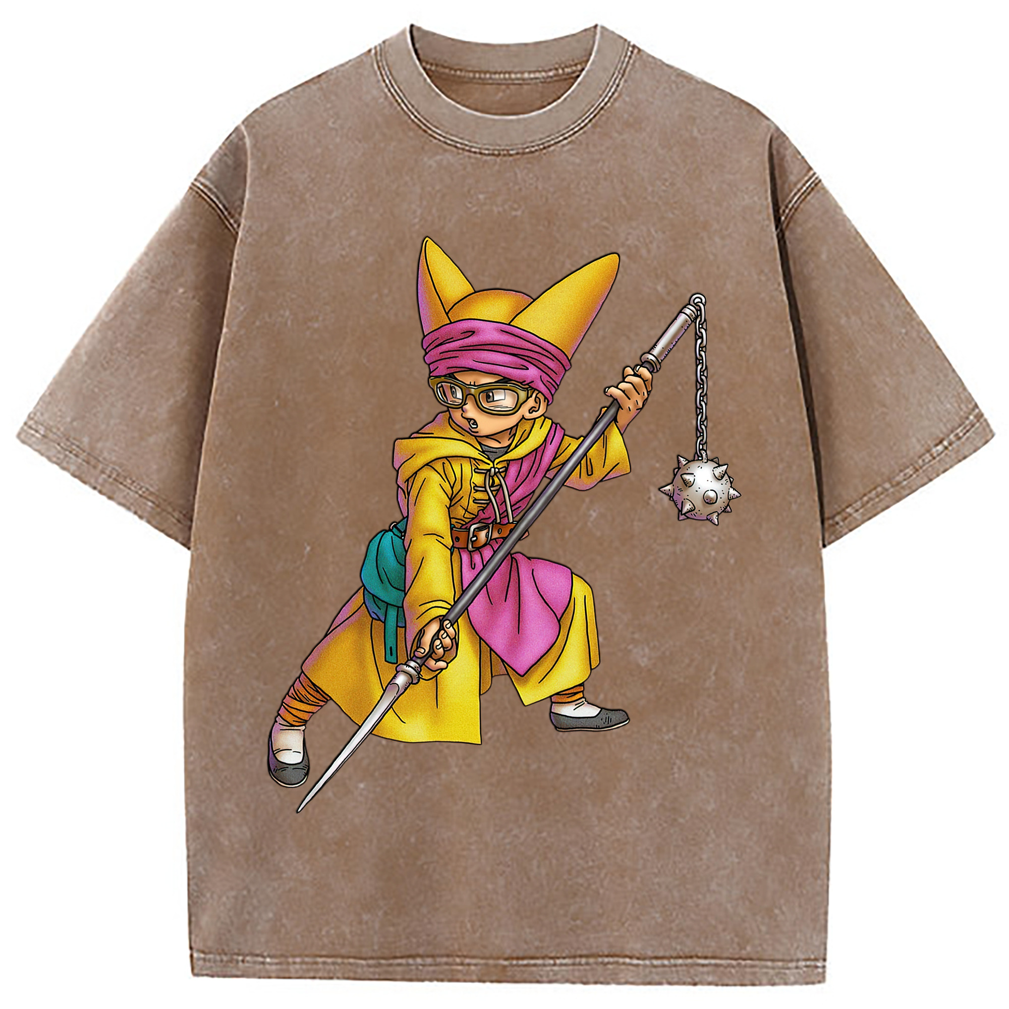 （画像用） ドラゴンクエスト Doragon Kuesuto Dragon Quest 綿100% ヴィンテージ風 半袖Tシャツ（フロントプリント）