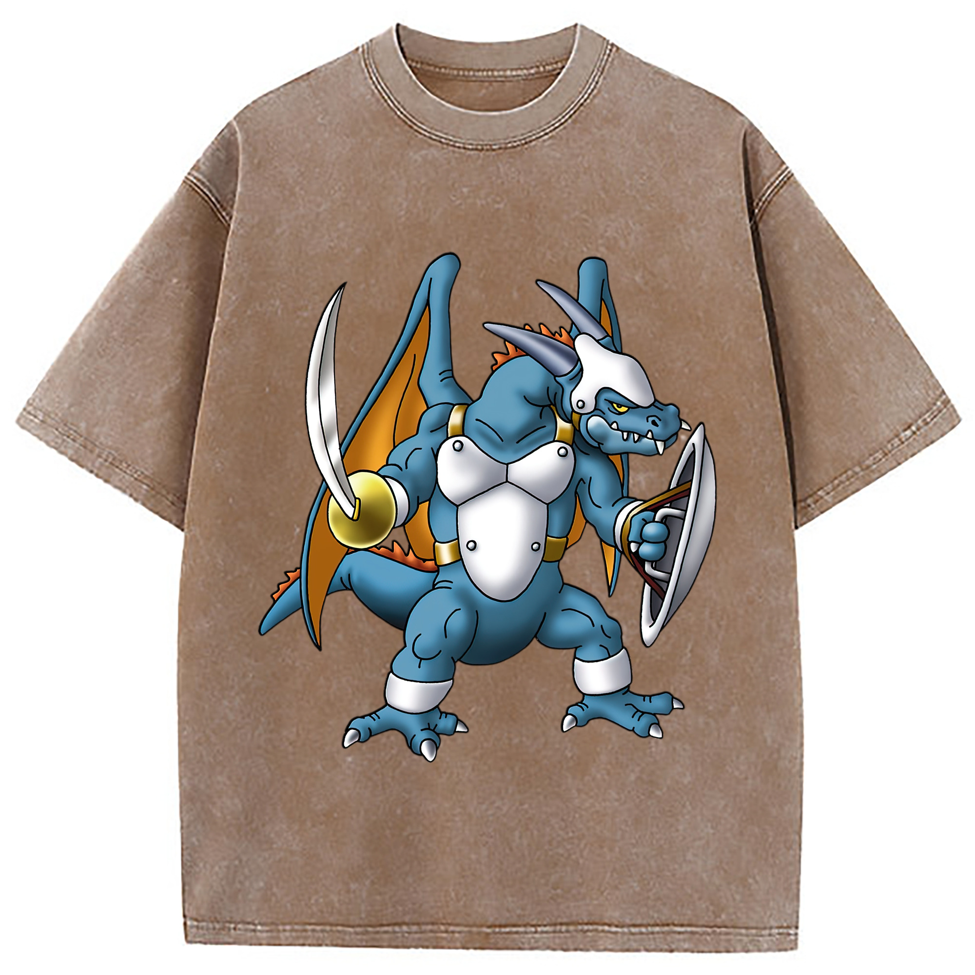 （画像用） ドラゴンクエスト Doragon Kuesuto Dragon Quest 綿100% ヴィンテージ風 半袖Tシャツ（フロントプリント）