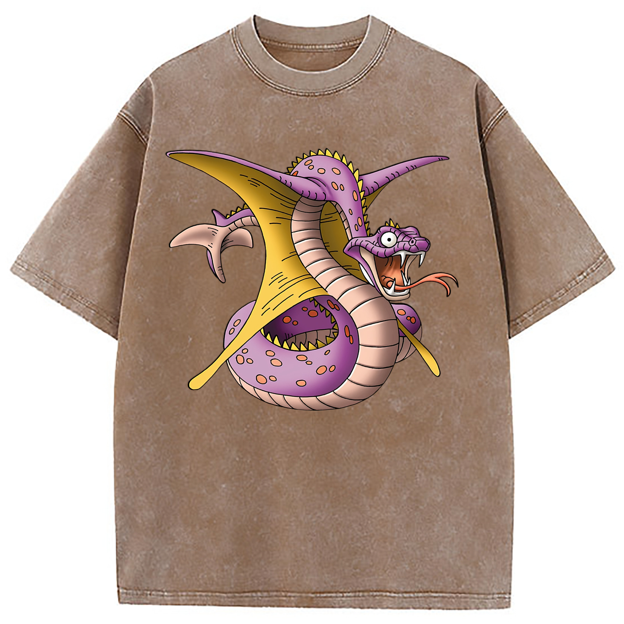 （画像用） ドラゴンクエスト Doragon Kuesuto Dragon Quest 綿100% ヴィンテージ風 半袖Tシャツ（フロントプリント）
