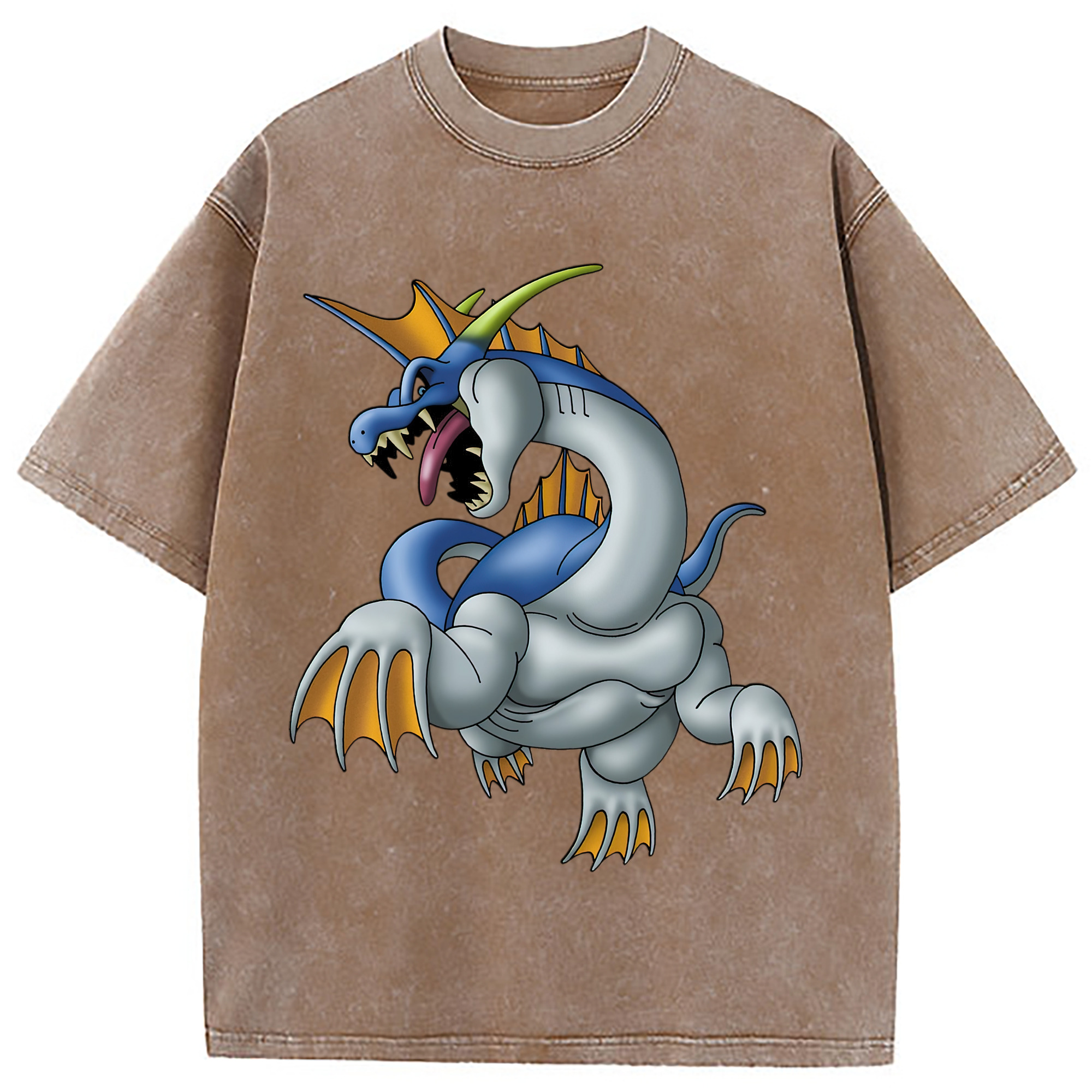（画像用） ドラゴンクエスト Doragon Kuesuto Dragon Quest 綿100% ヴィンテージ風 半袖Tシャツ（フロントプリント）