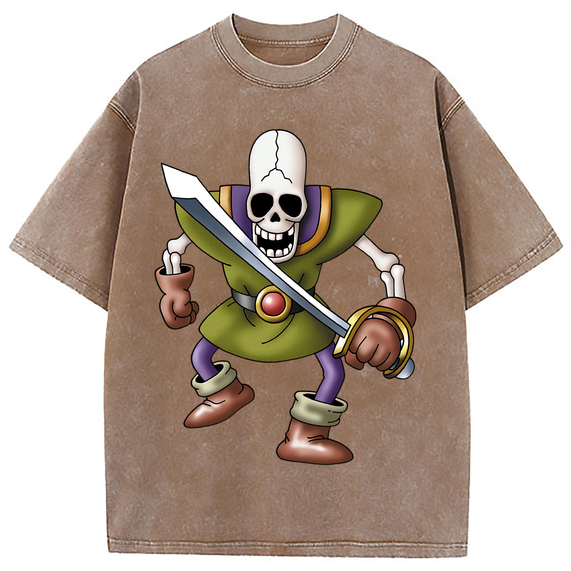 （画像用） ドラゴンクエスト Doragon Kuesuto Dragon Quest 綿100% ヴィンテージ風 半袖Tシャツ（フロントプリント）
