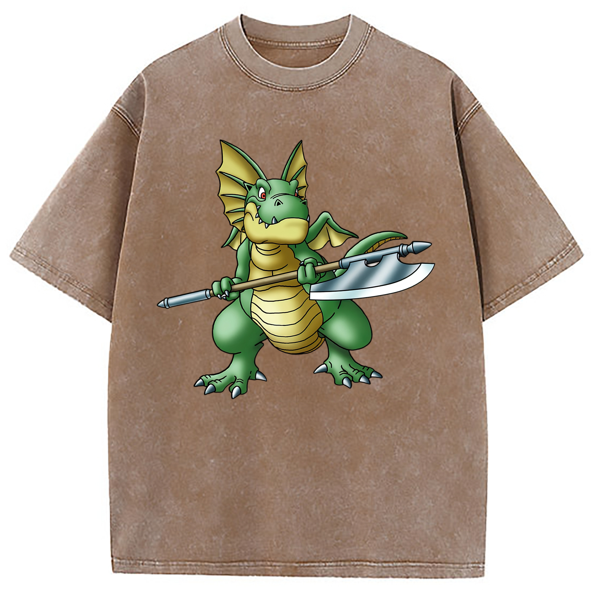（画像用） ドラゴンクエスト Doragon Kuesuto Dragon Quest 綿100% ヴィンテージ風 半袖Tシャツ（フロントプリント）