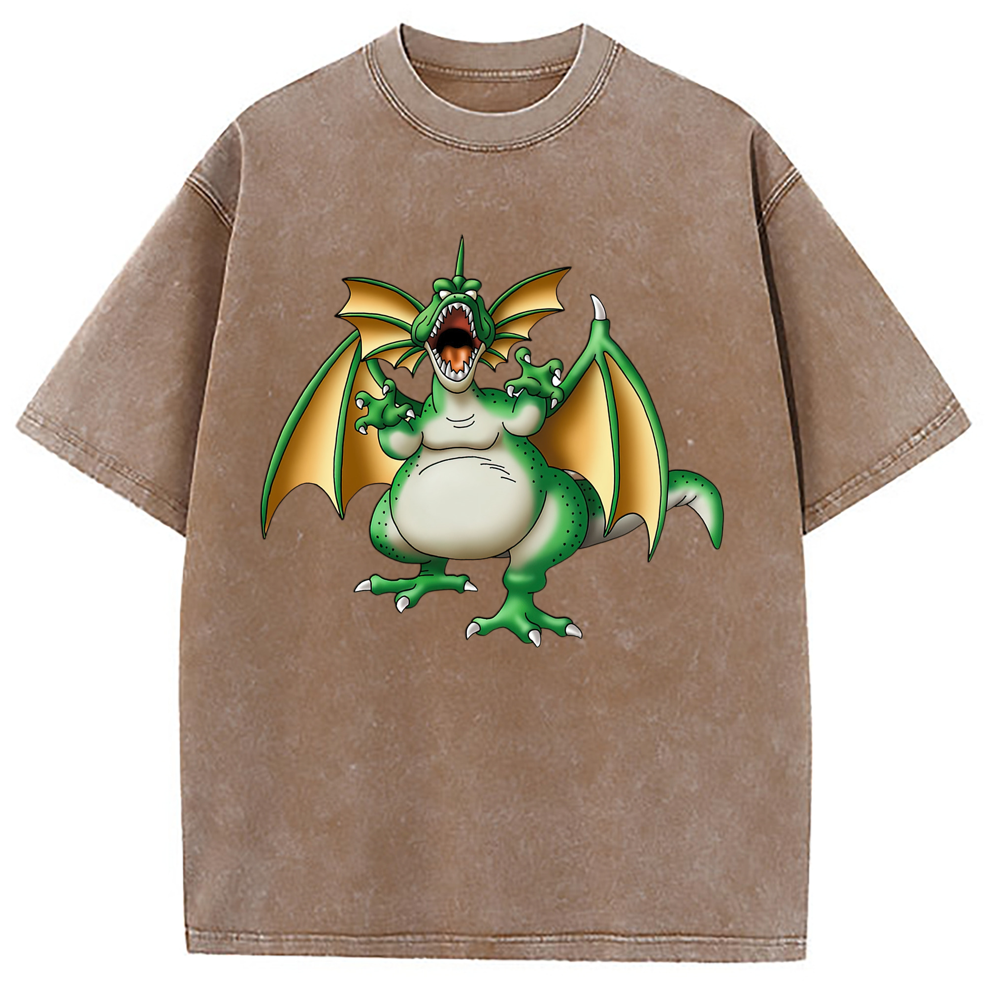 （画像用） ドラゴンクエスト Doragon Kuesuto Dragon Quest 綿100% ヴィンテージ風 半袖Tシャツ（フロントプリント）
