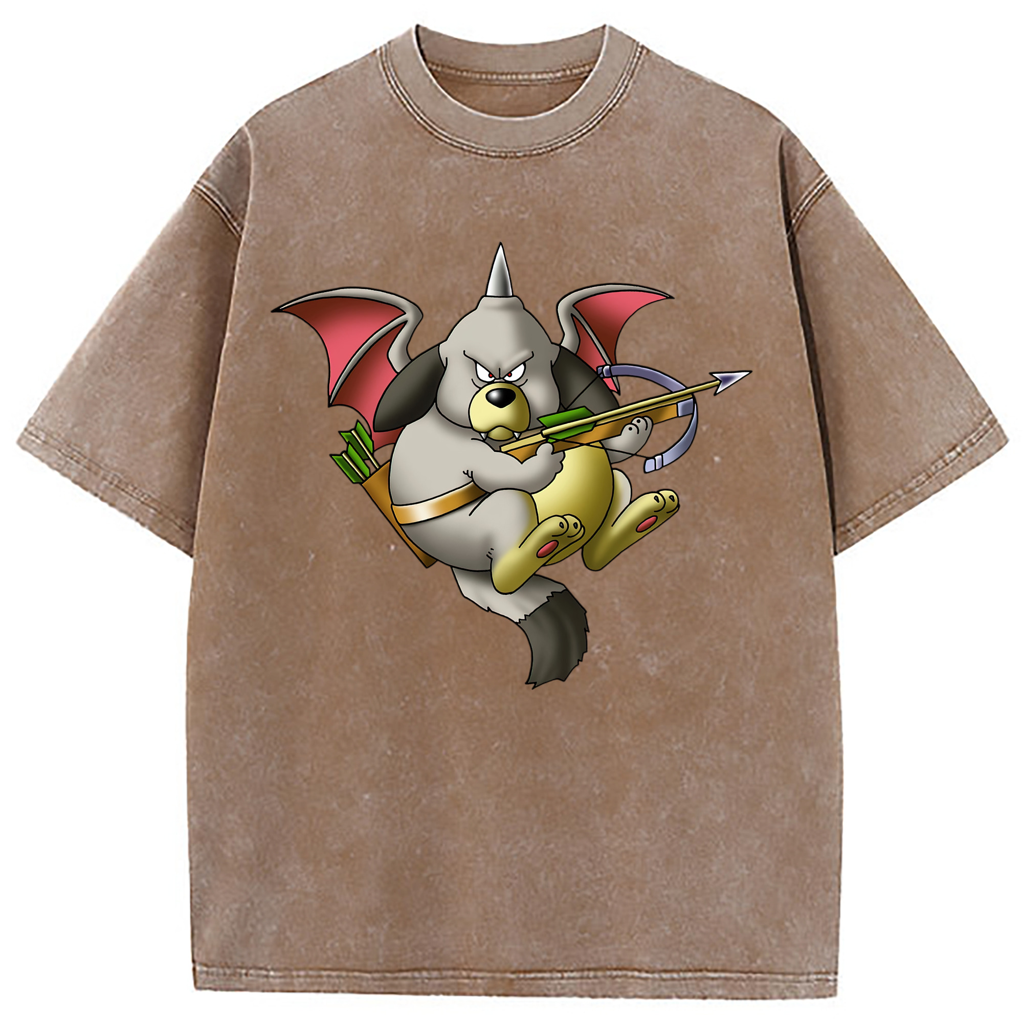 （画像用） ドラゴンクエスト Doragon Kuesuto Dragon Quest 綿100% ヴィンテージ風 半袖Tシャツ（フロントプリント）