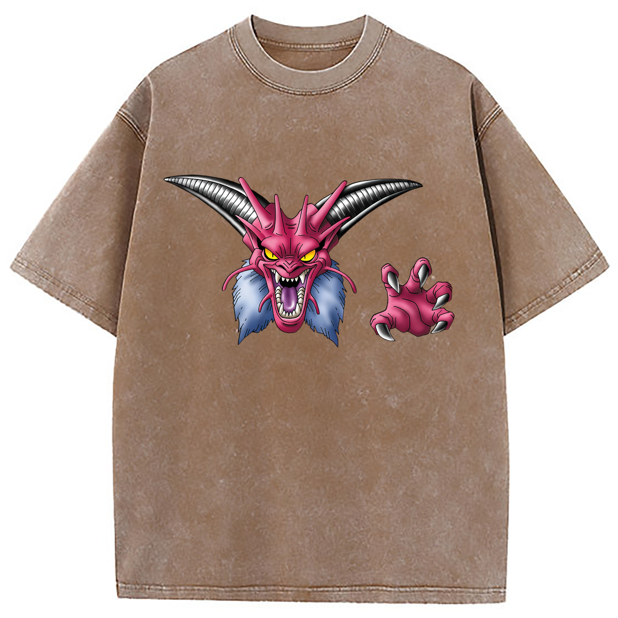 （画像用） ドラゴンクエスト Doragon Kuesuto Dragon Quest 綿100% ヴィンテージ風 半袖Tシャツ（フロントプリント）