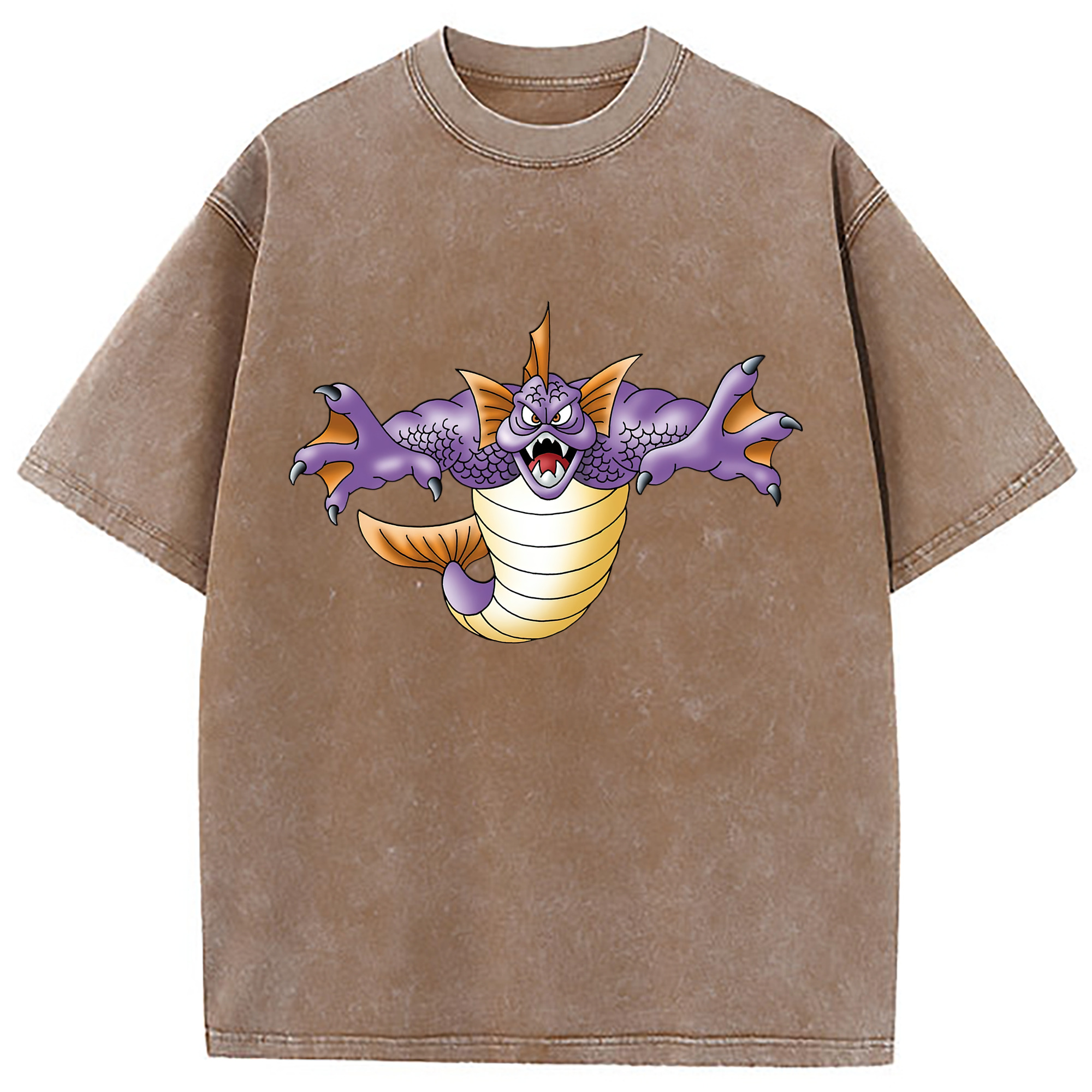 （画像用） ドラゴンクエスト Doragon Kuesuto Dragon Quest 綿100% ヴィンテージ風 半袖Tシャツ（フロントプリント）