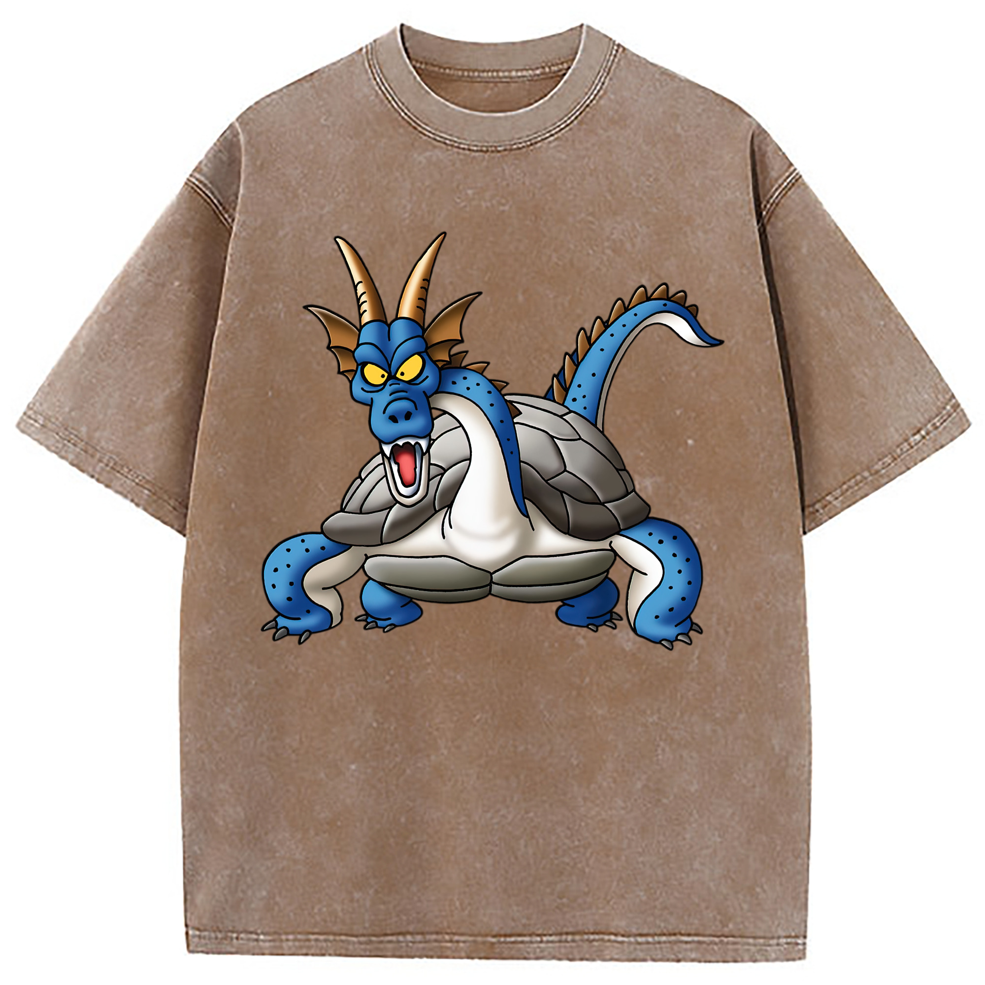 （画像用） ドラゴンクエスト Doragon Kuesuto Dragon Quest 綿100% ヴィンテージ風 半袖Tシャツ（フロントプリント）