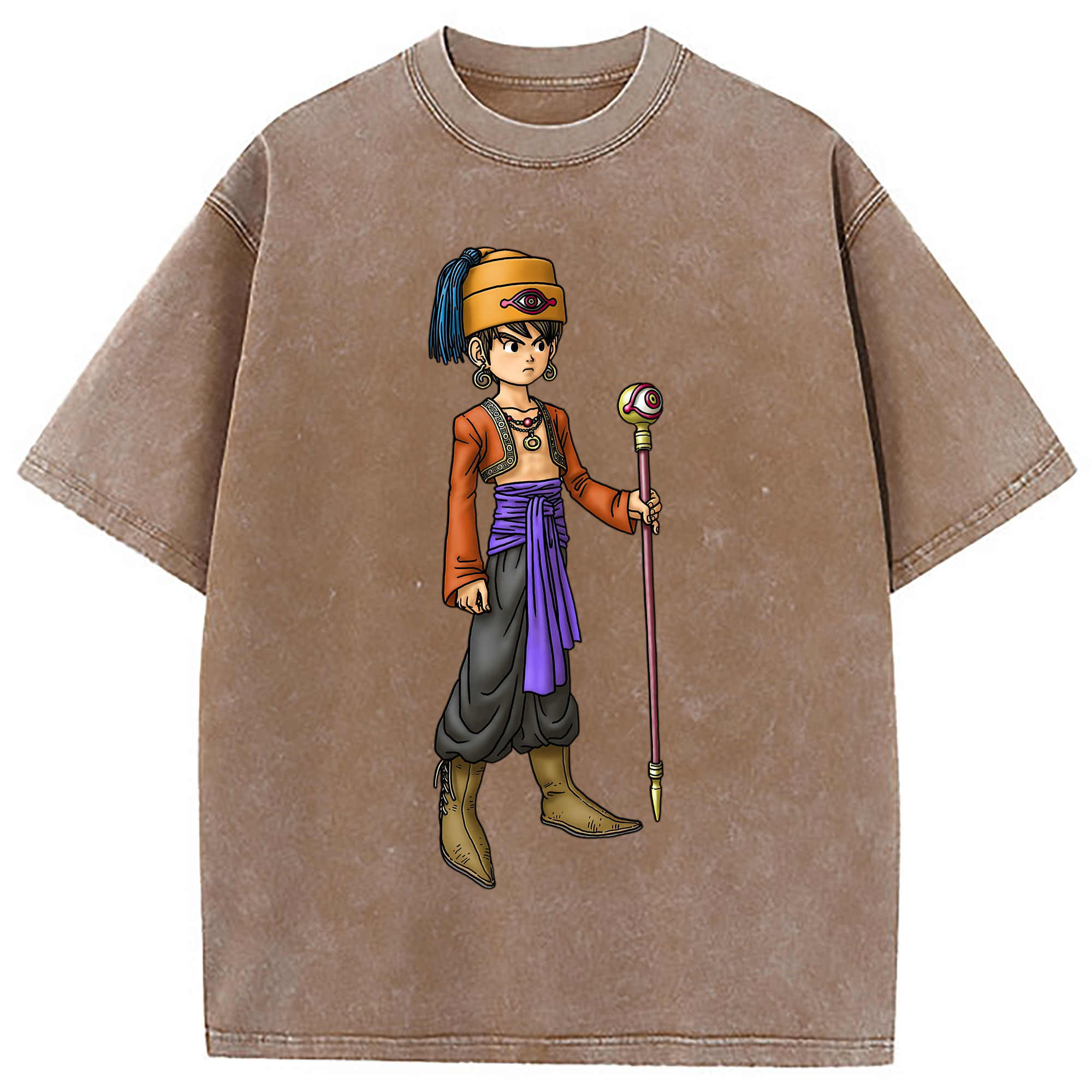 （画像用） ドラゴンクエスト Doragon Kuesuto Dragon Quest 綿100% ヴィンテージ風 半袖Tシャツ（フロントプリント）