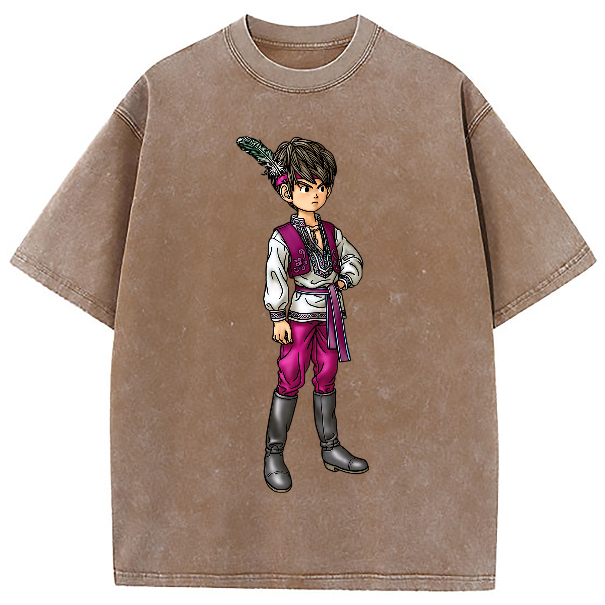 （画像用） ドラゴンクエスト Doragon Kuesuto Dragon Quest 綿100% ヴィンテージ風 半袖Tシャツ（フロントプリント）